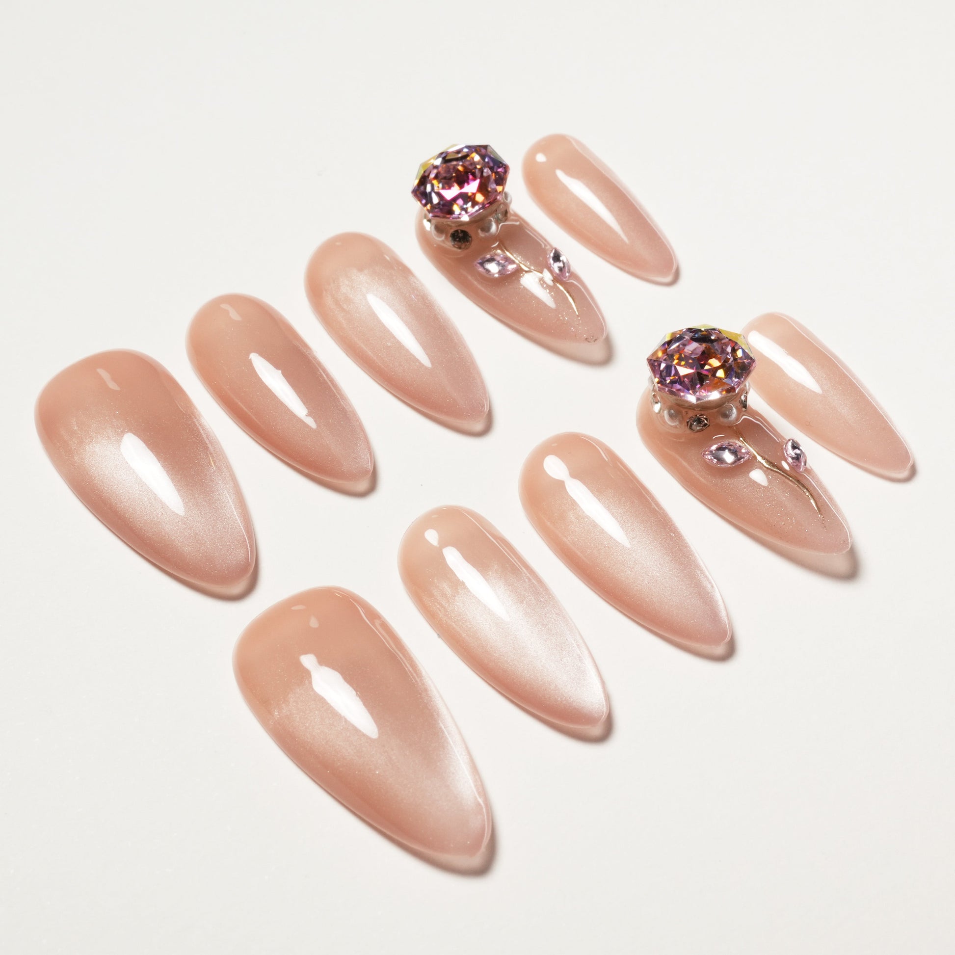 Sparkling Bloom (Almond) Emily’s Nail