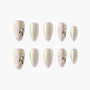 Elegant iridescent press-on nails with 3D butterfly and rhinestone embellishments
