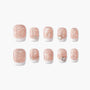 Set of 10 glittery nude and white press-on nails with star and heart rhinestone accents