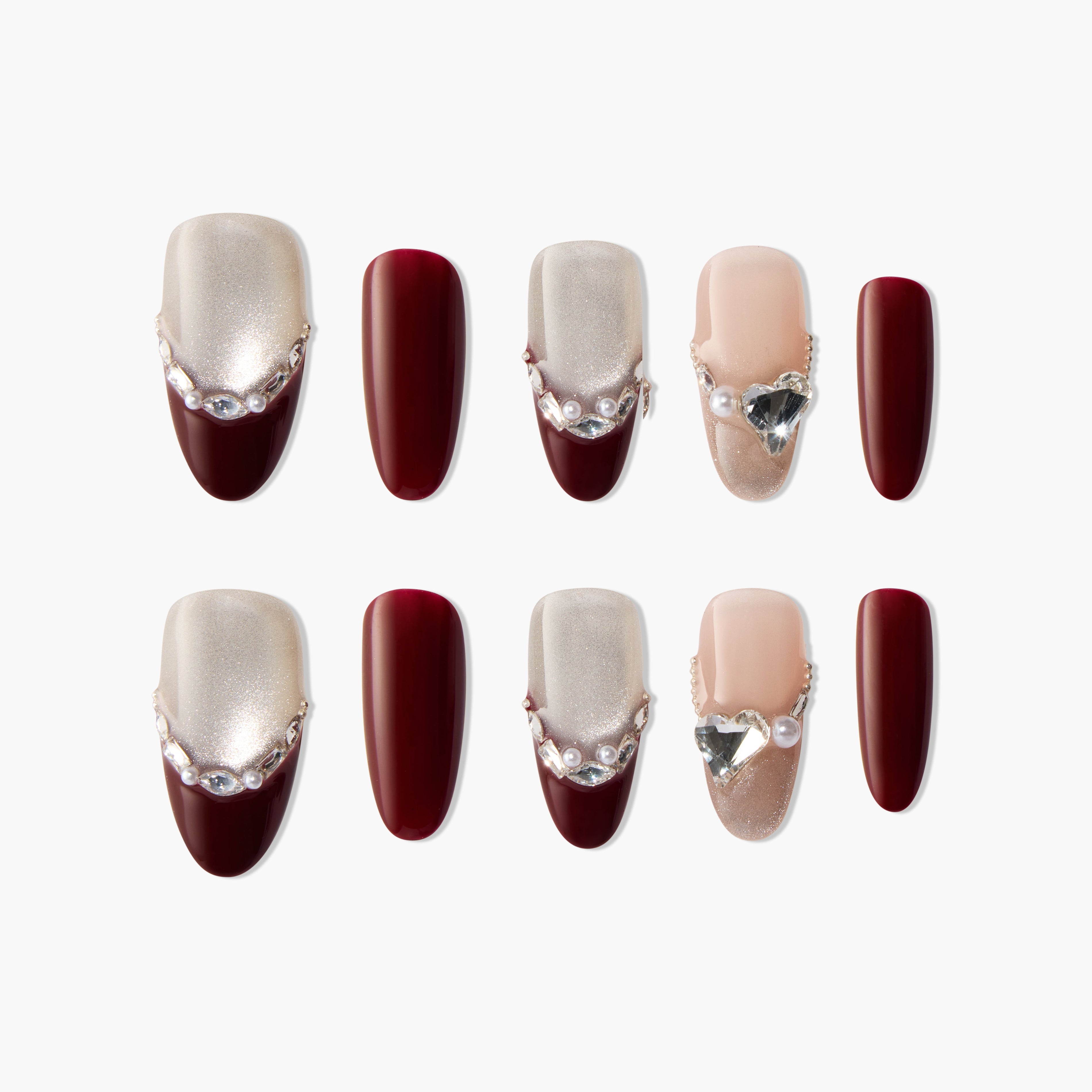 Crystal Heart Pearl (Almond) Emily's Nail