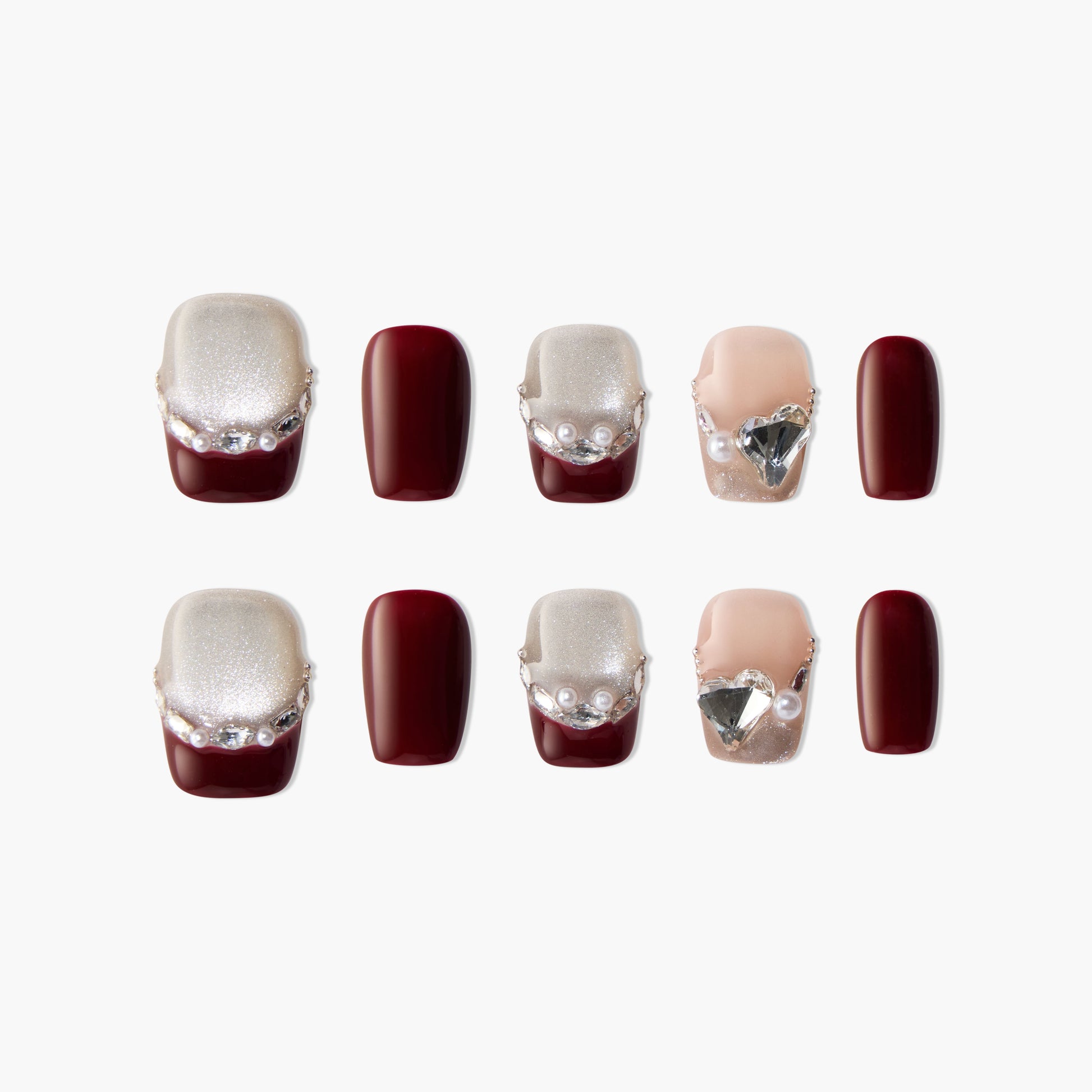 Crystal Heart Pearl (Square) Emily's Nail