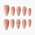 Set of nude beige glossy press-on nails with rhinestone accents in various sizes