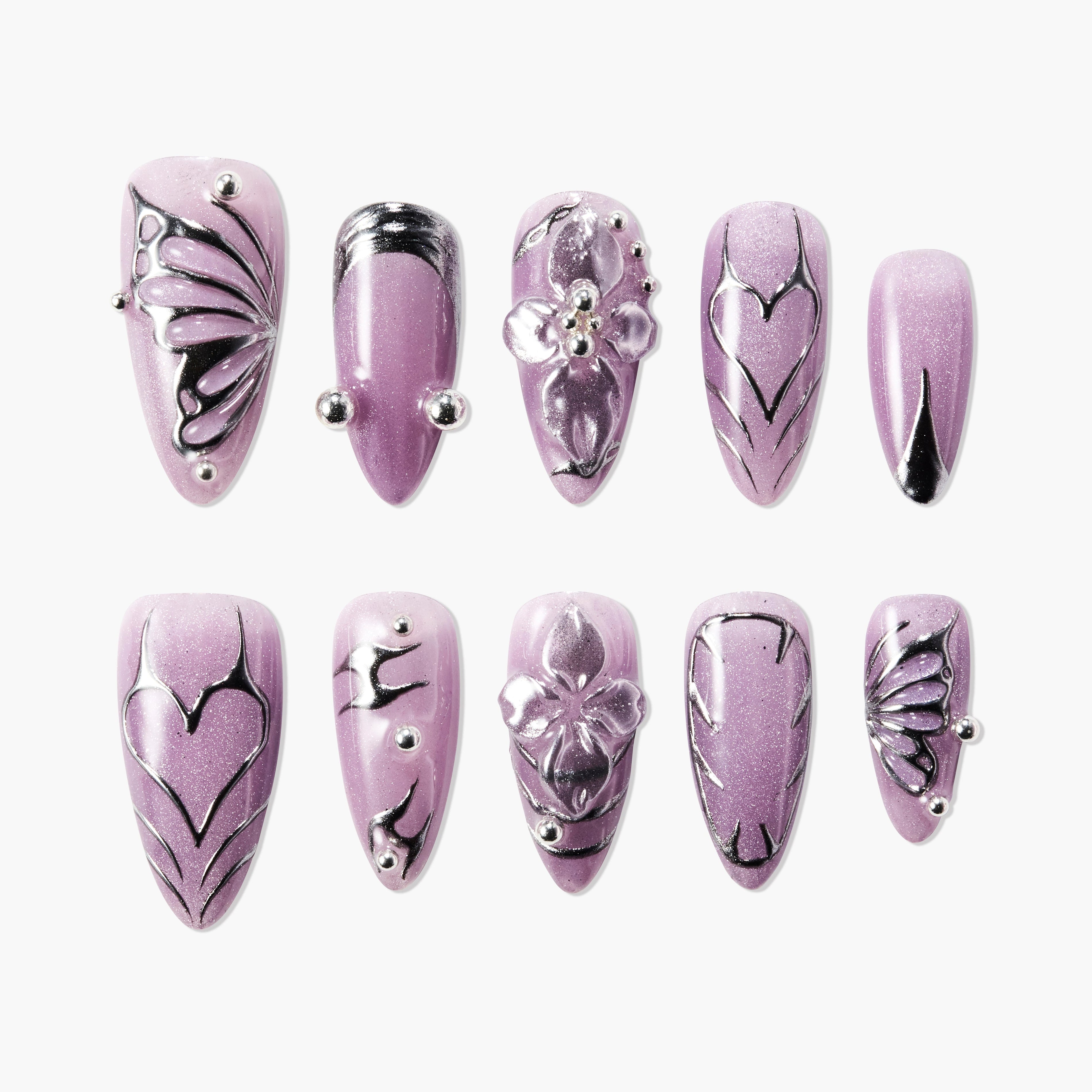 Silver Lush Elegance (Almond) Emily’s Nail