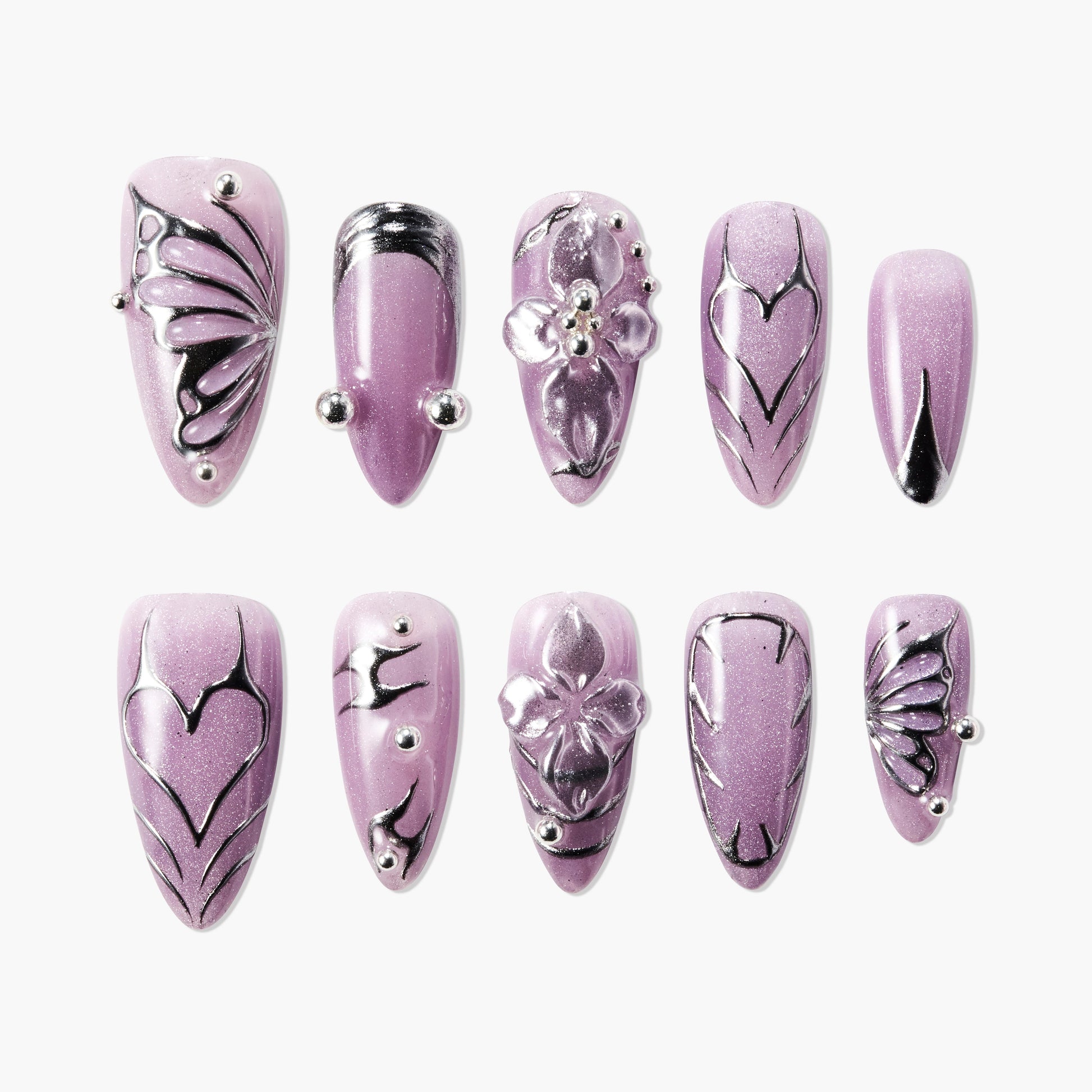 Silver Lush Elegance (Almond) Emily’s Nail