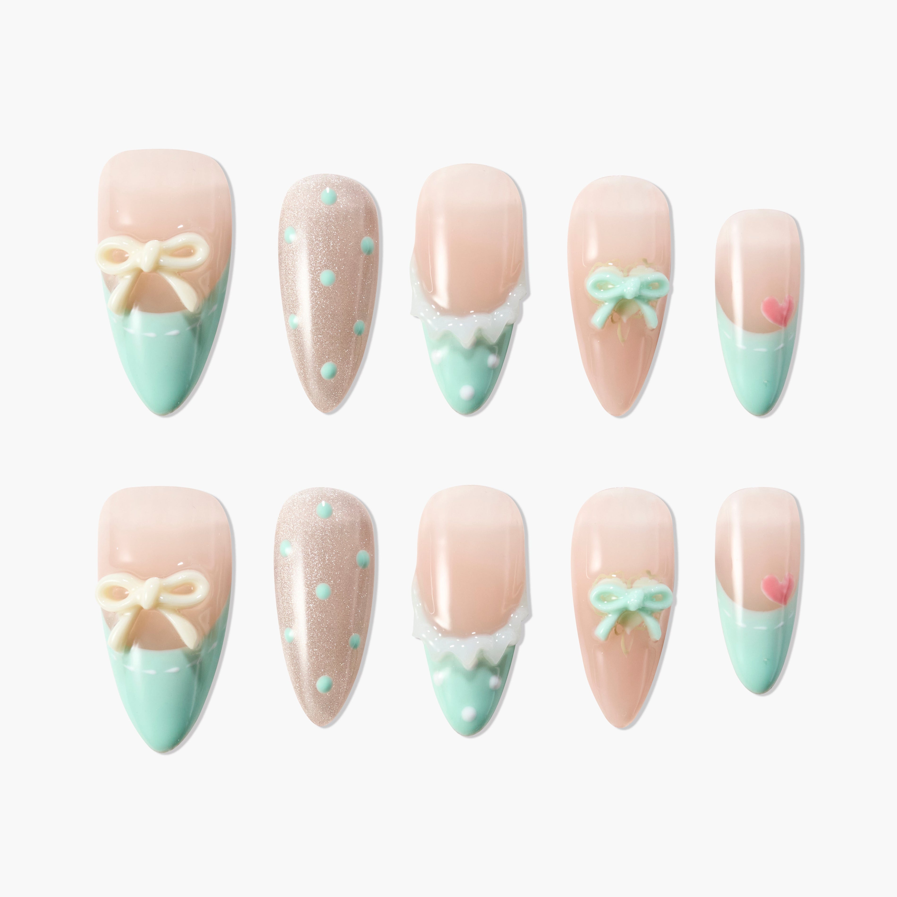 Minty Bow Charm Emily’s Nail