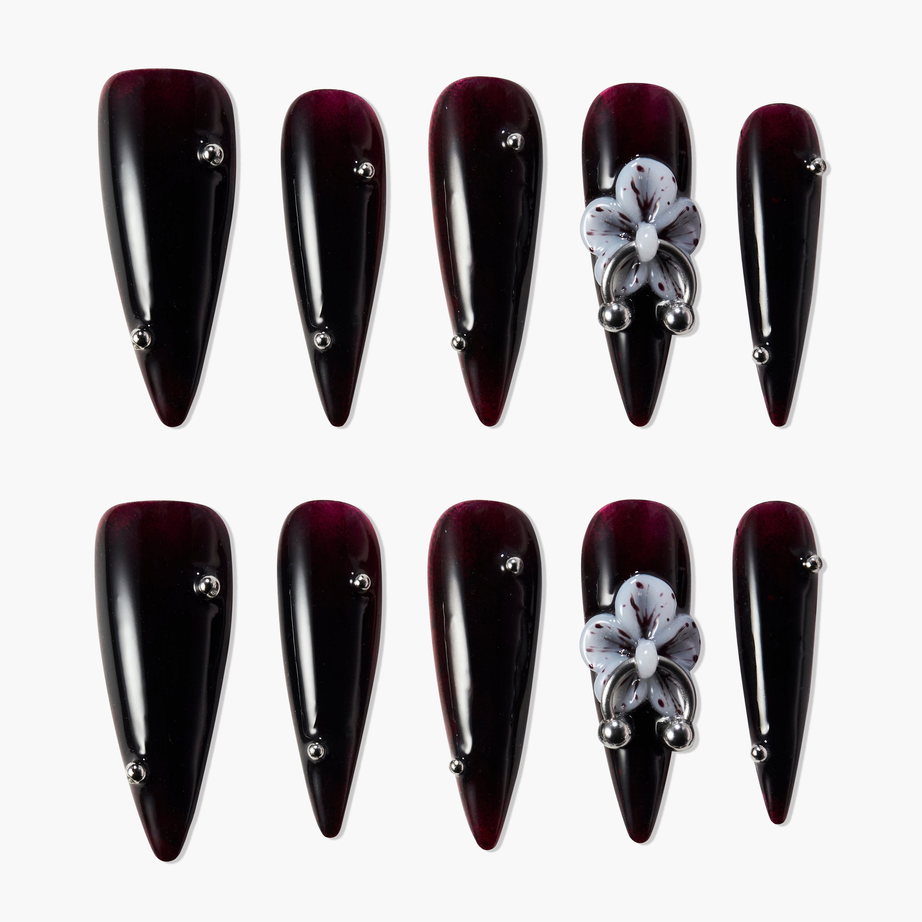 Black Sakura Bloom (Stiletto) Emily’s Nail