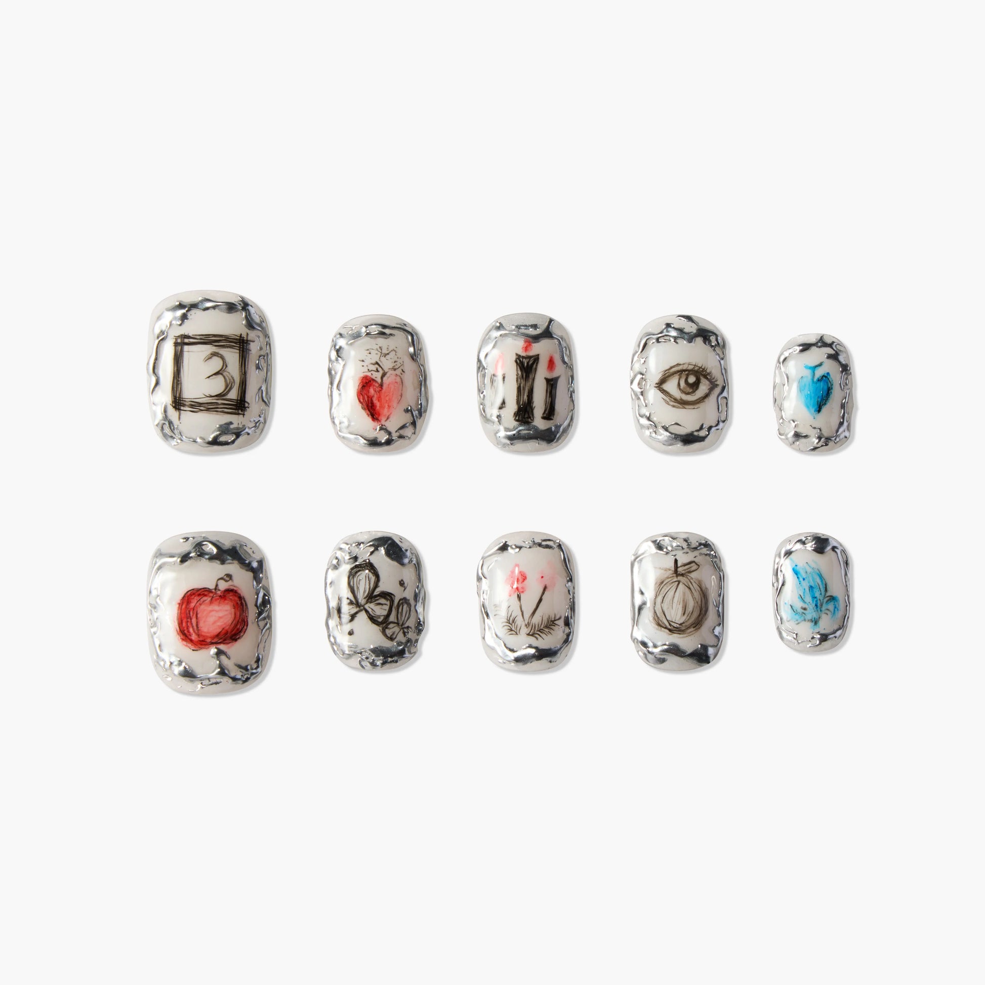 Artistic Silver-Edge Sketch Emily's Nail