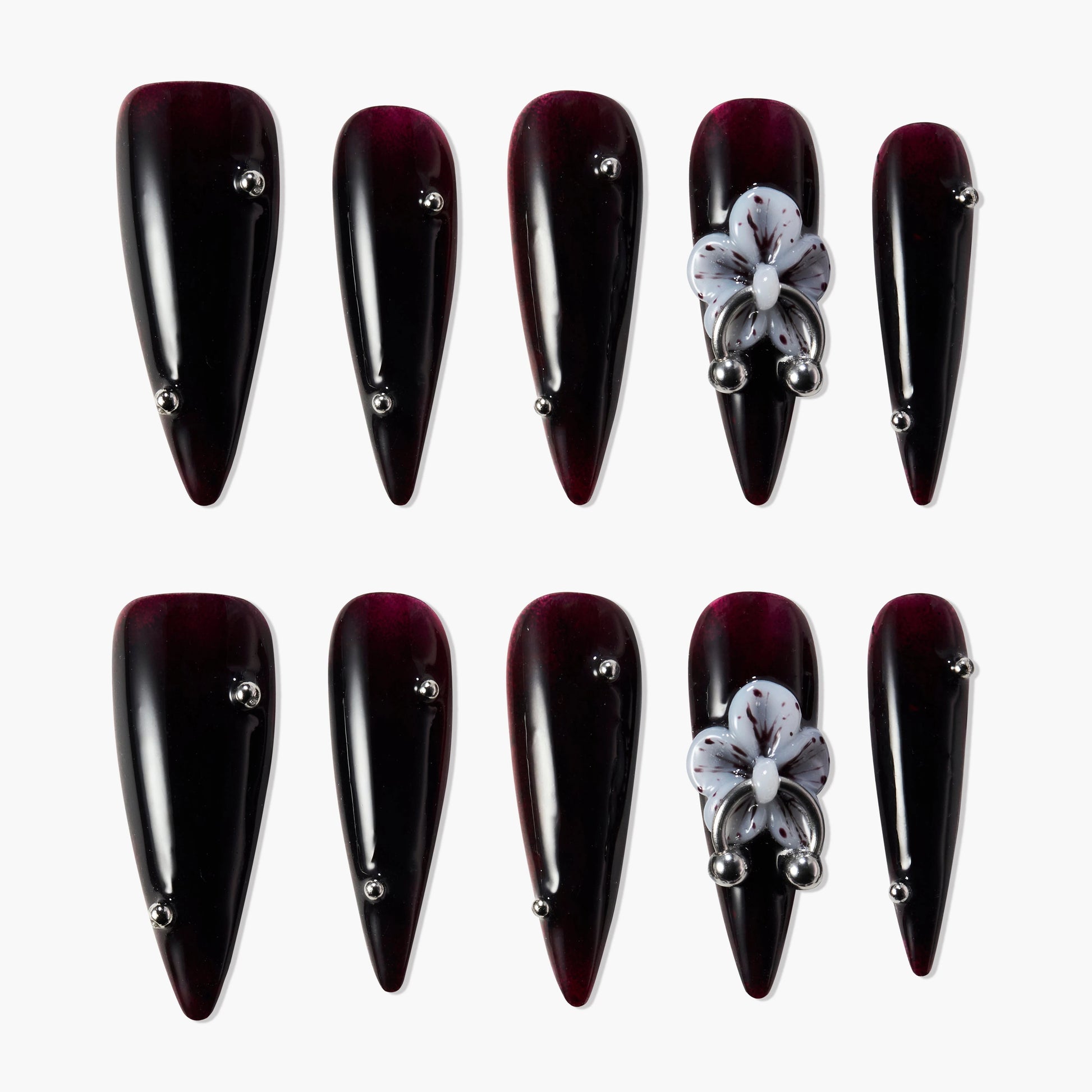 Black Sakura Bloom (Stiletto) Emily’s Nail