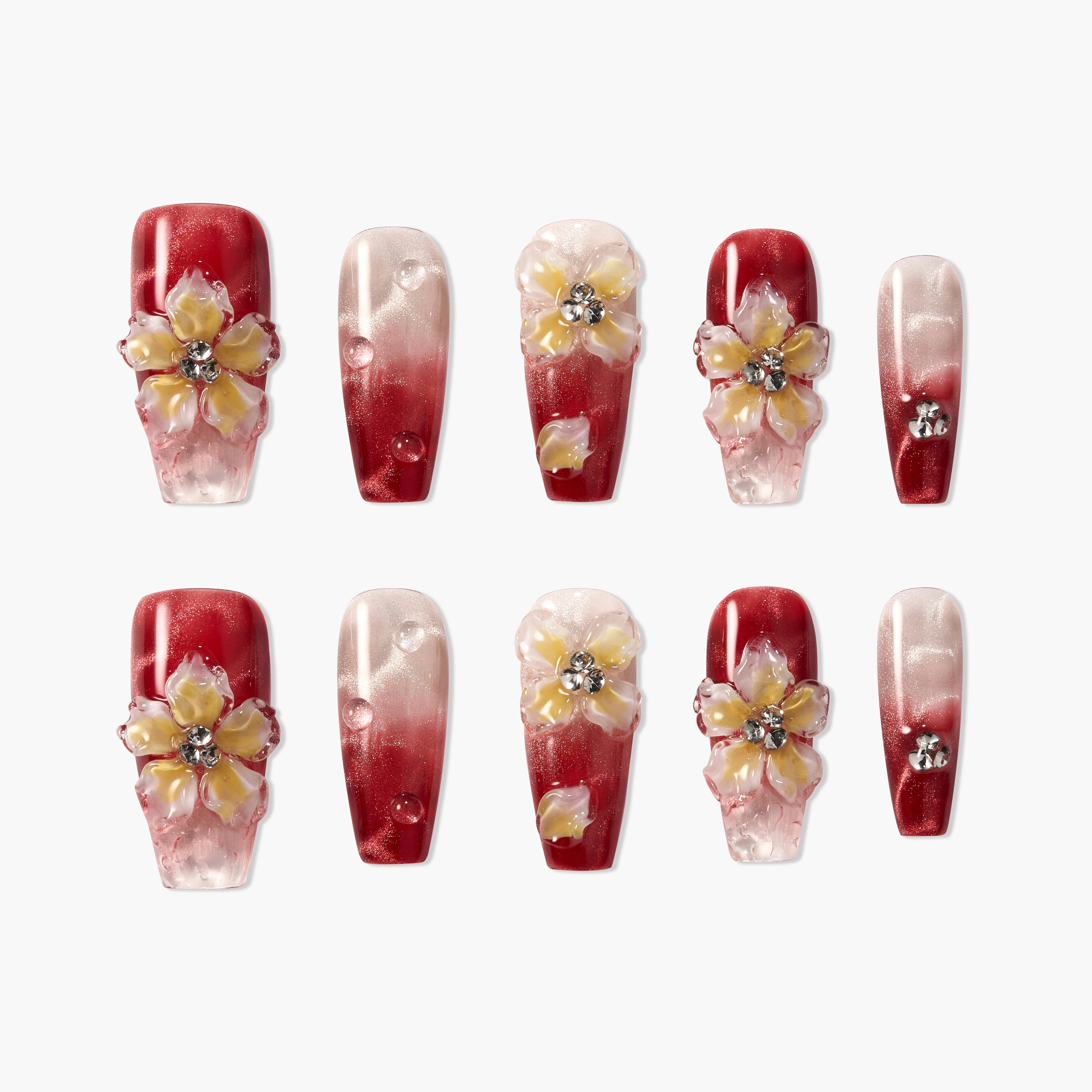 Crimson Crystal Bloom Emily’s Nail