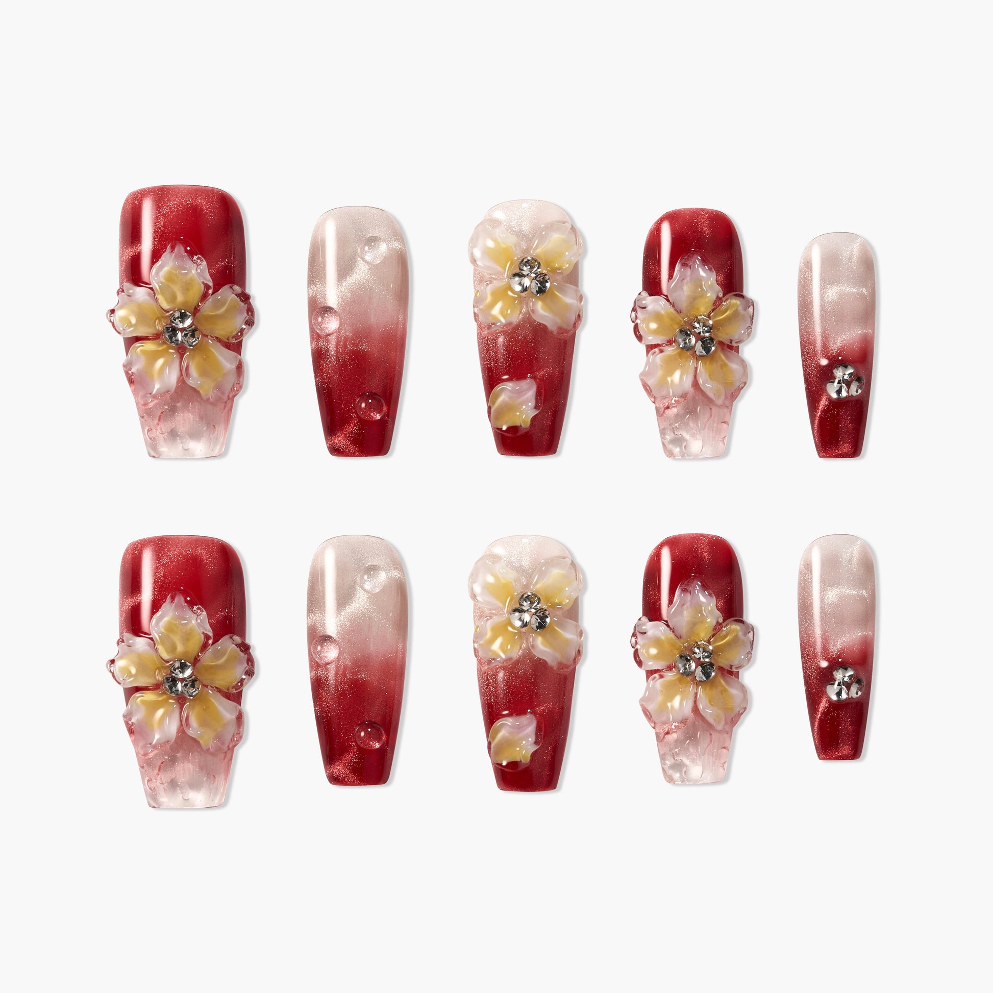 Crimson Crystal Bloom Emily’s Nail