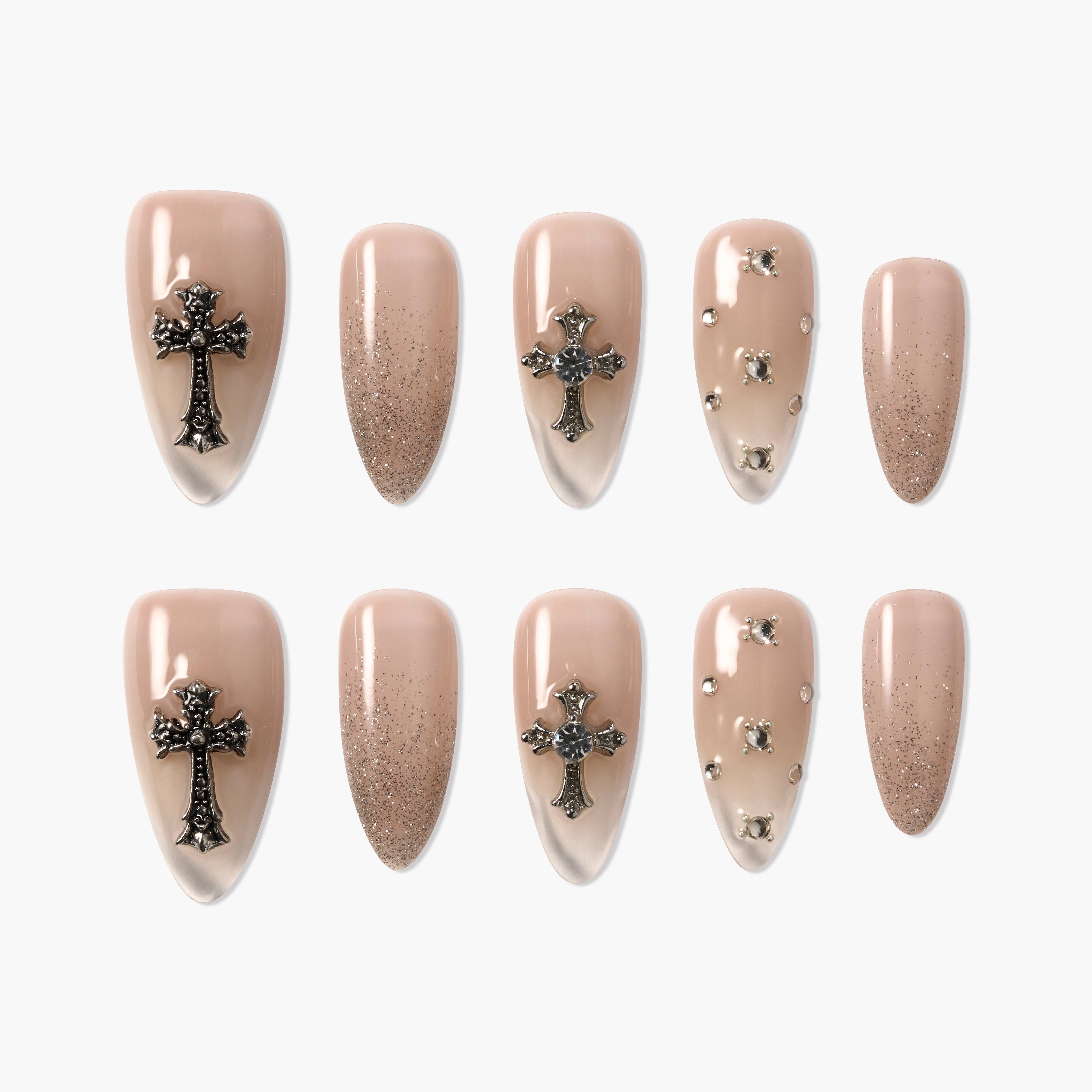 Crossed Taupe Grace (Almond) Emily’s Nail