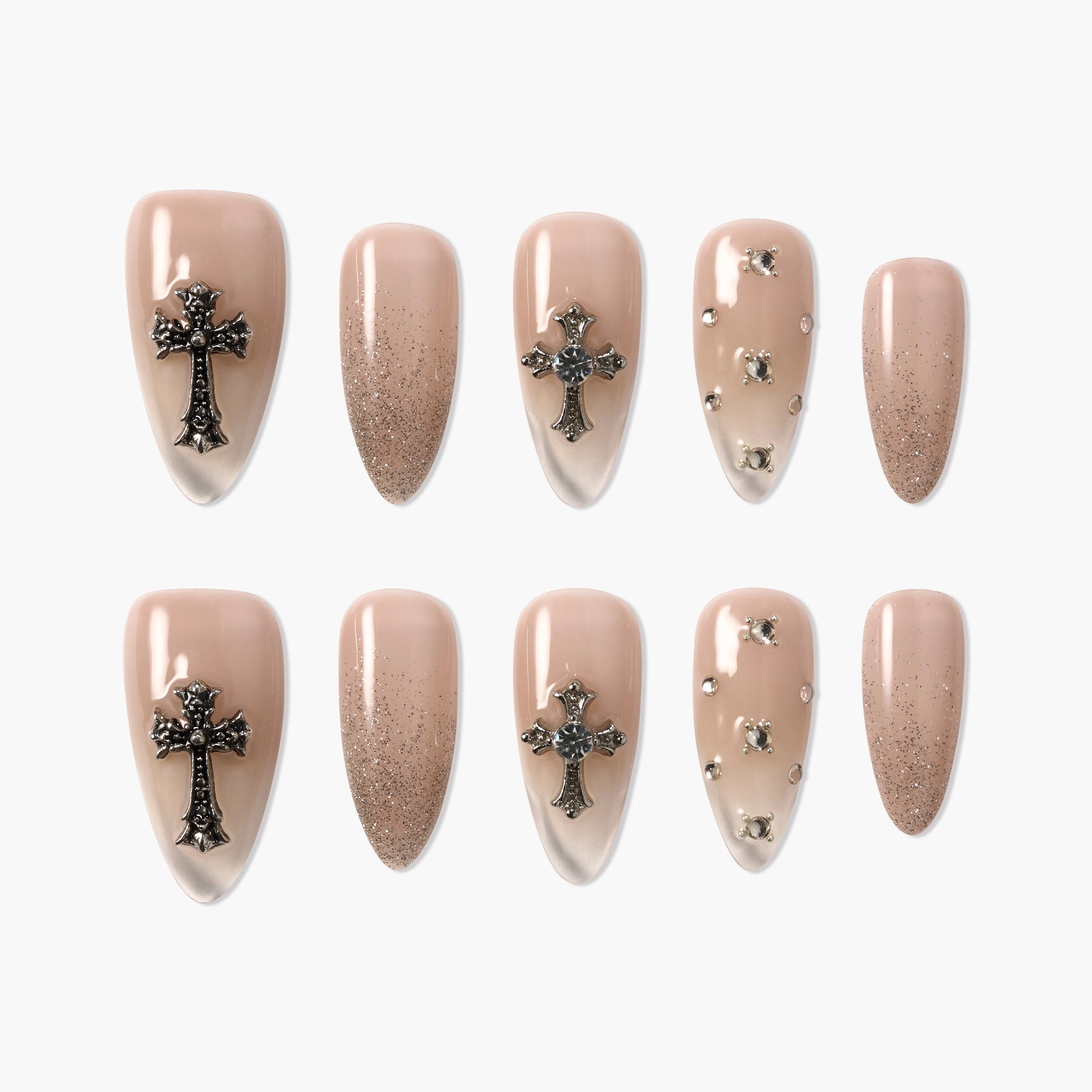 Crossed Taupe Grace (Almond) Emily’s Nail