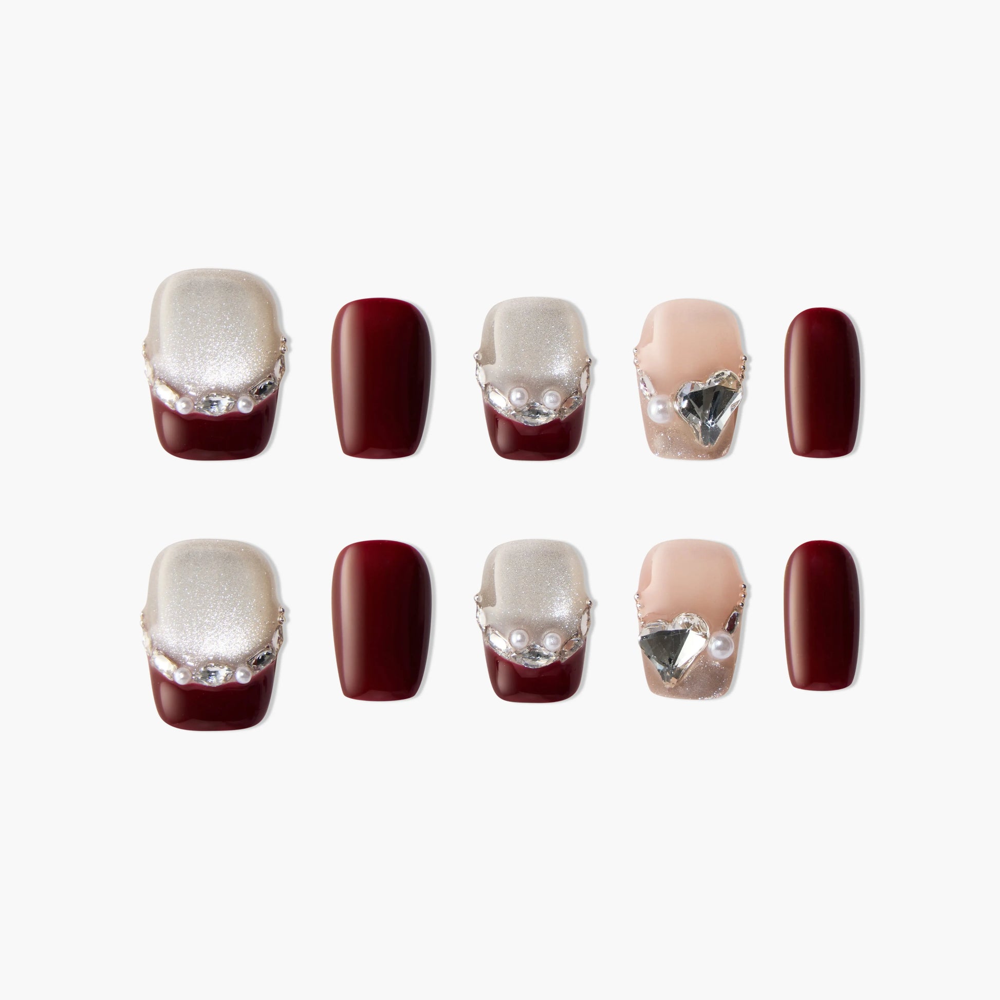 Crystal Heart Pearl (Square) Emily's Nail