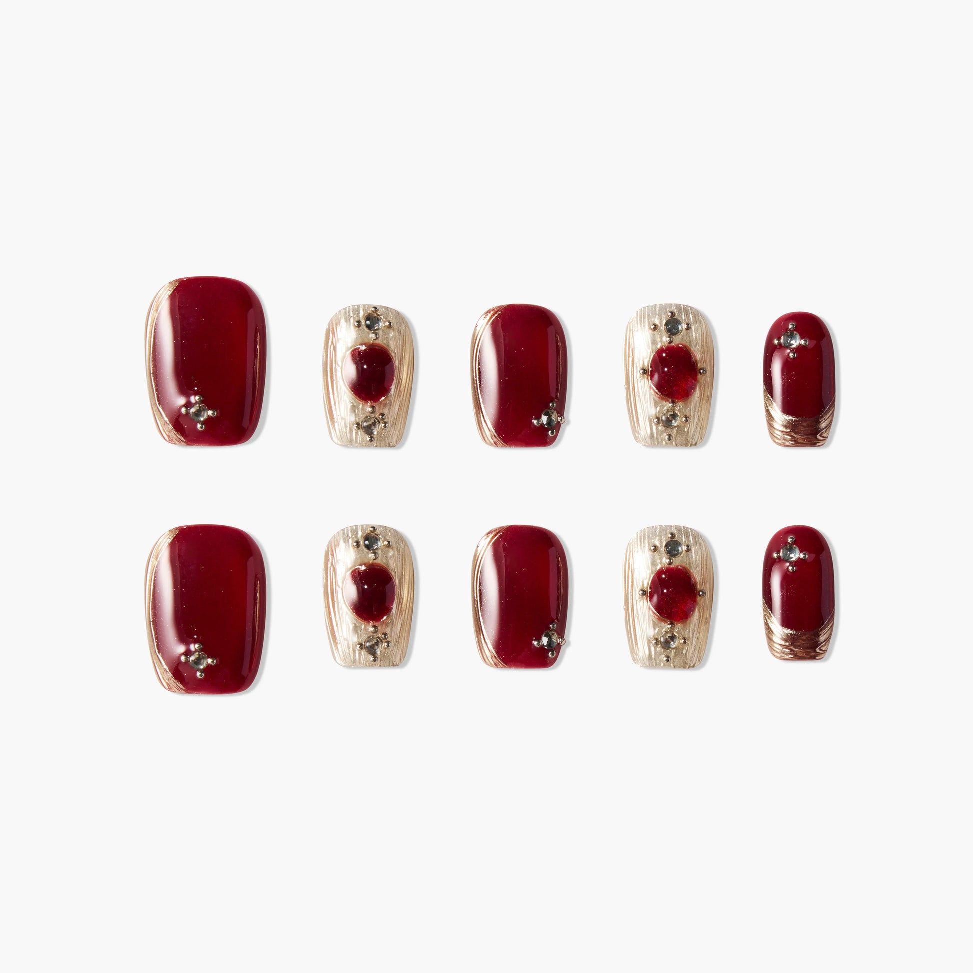 Elegant Burgundy & Gold Emily's Nail