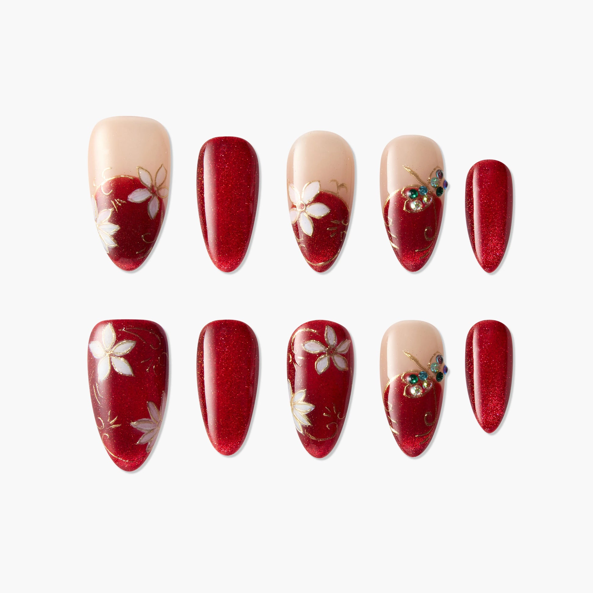 Elegant Red Floral Emily's Nail