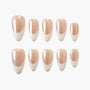 Set of 10 glossy press-on nails with nude and white French tip design