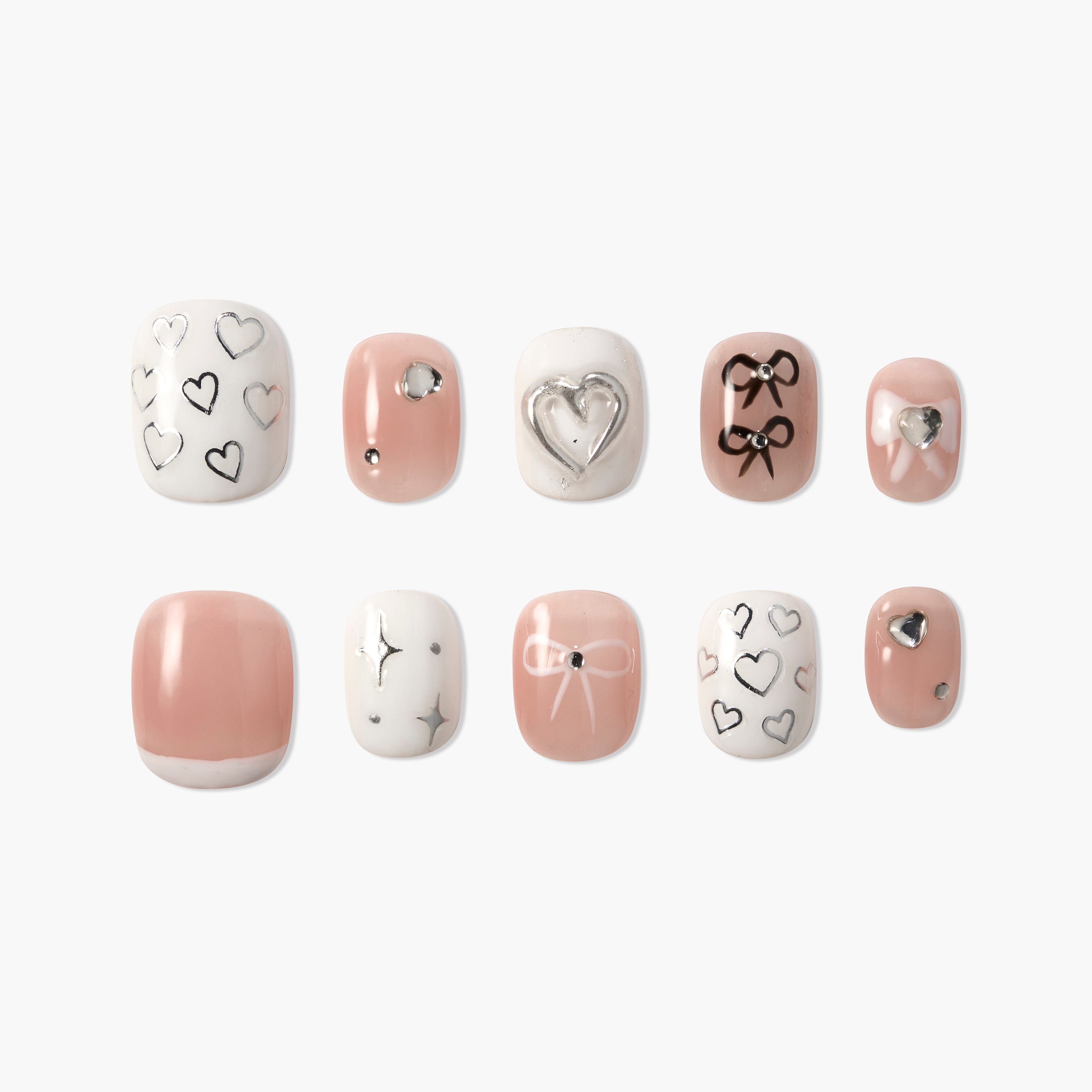 Blushing Heart Bow Emily’s Nail