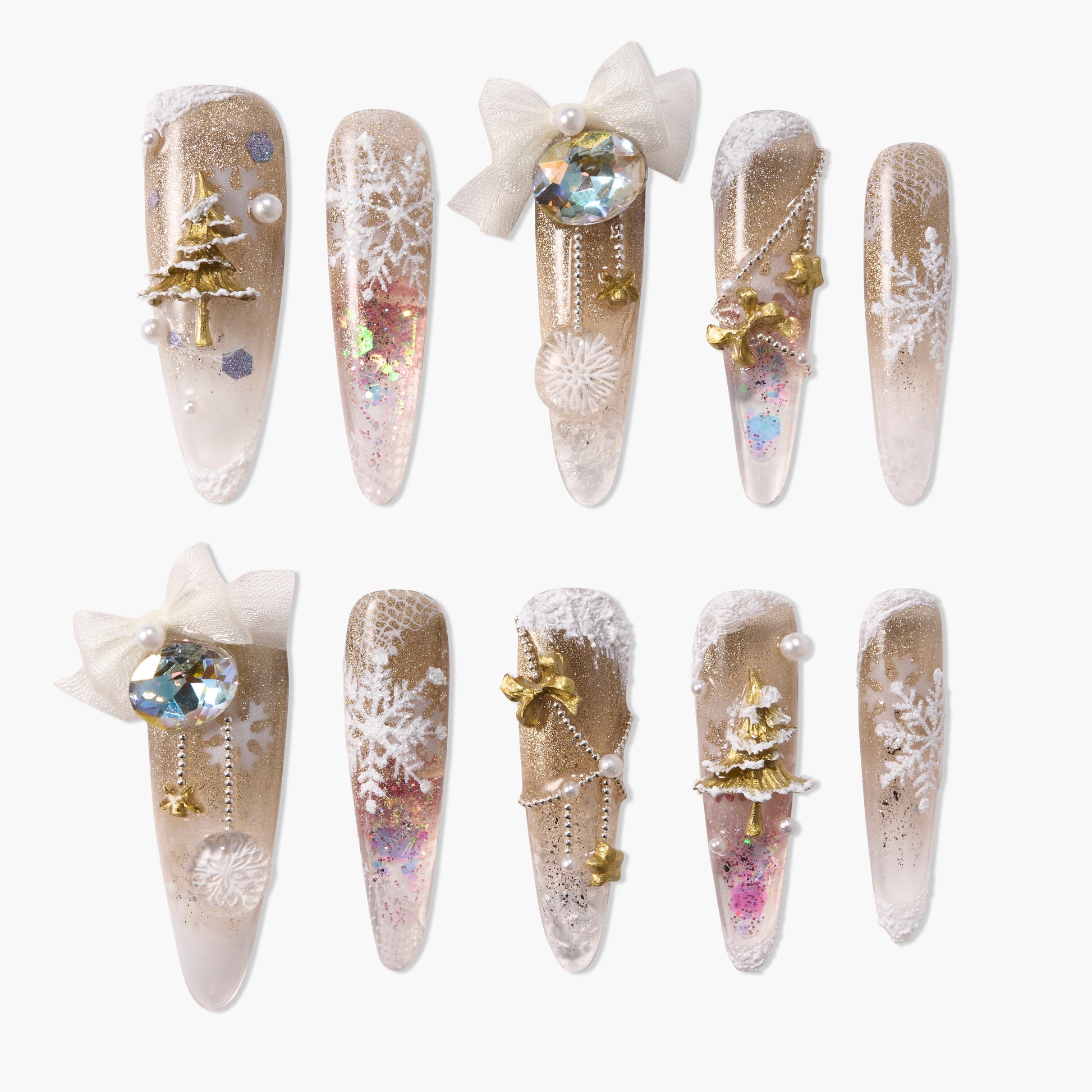 Golden Snowfall Noël Emily’s Nail