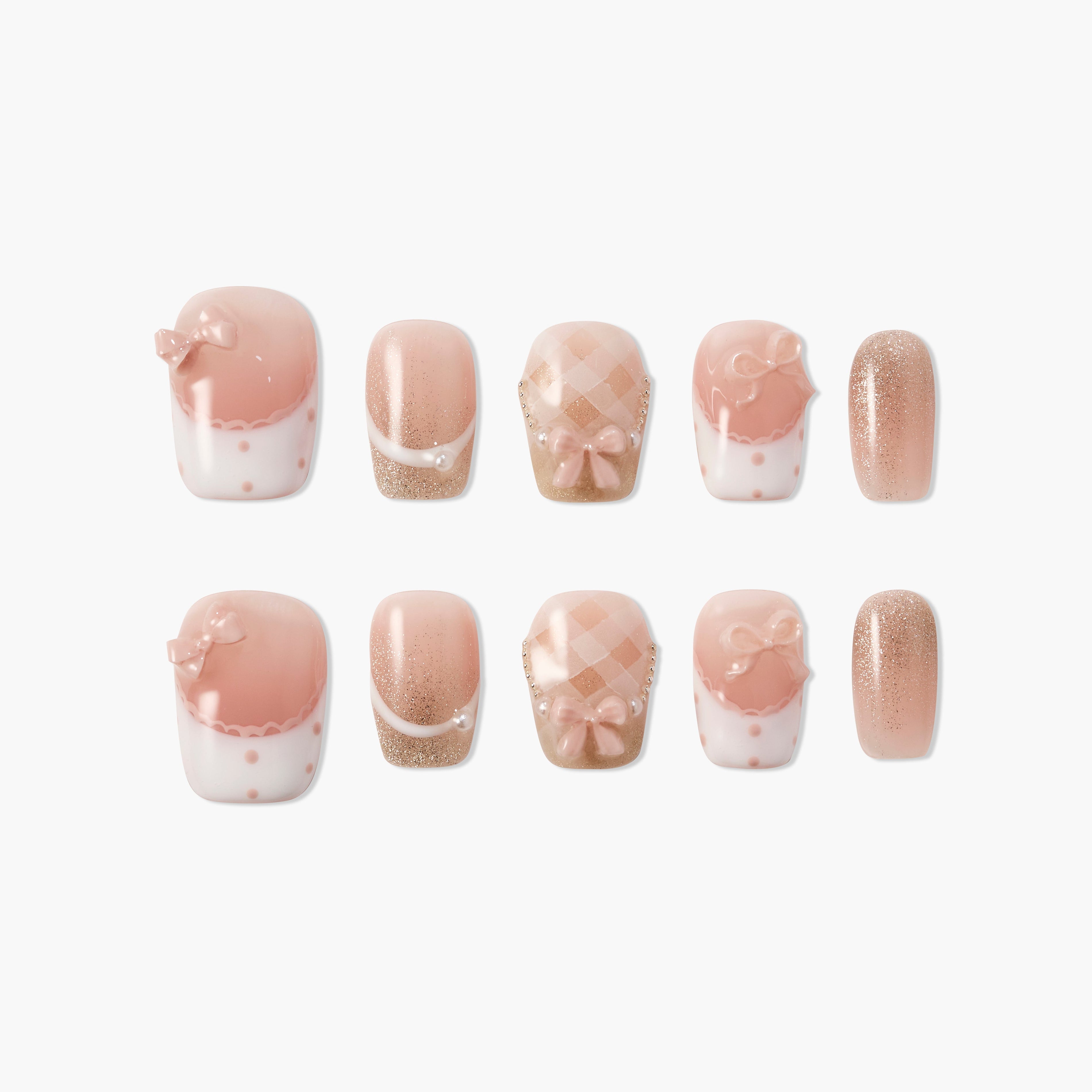 Milk Tea Bow Emily's Nail