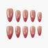Set of 10 pink and nude gradient press on nails with glossy finish, arranged on white background