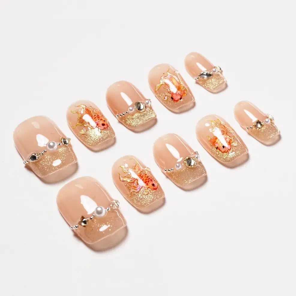 Golden Koi (Square) Emily's Nail