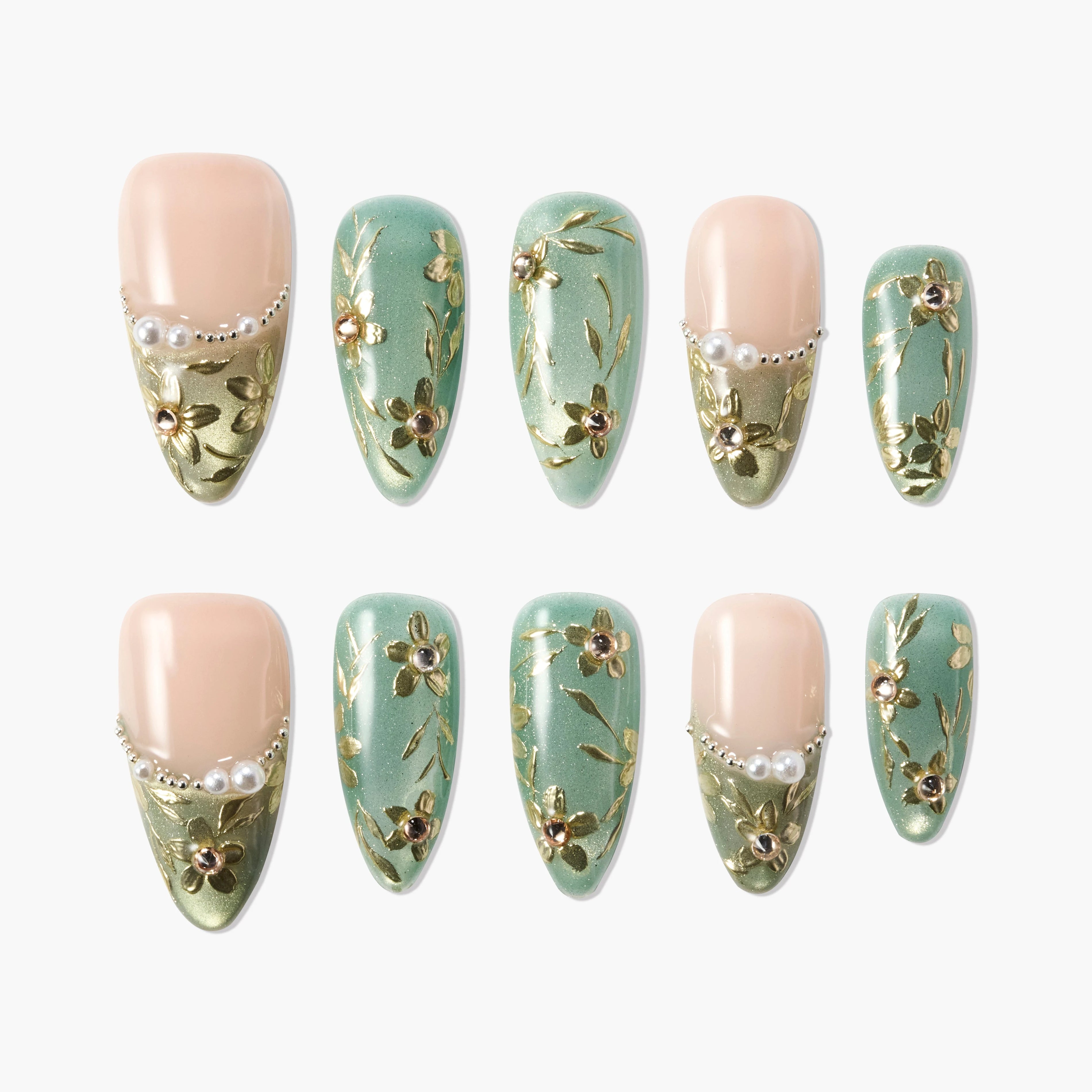 Green Floral Emily’s Nail