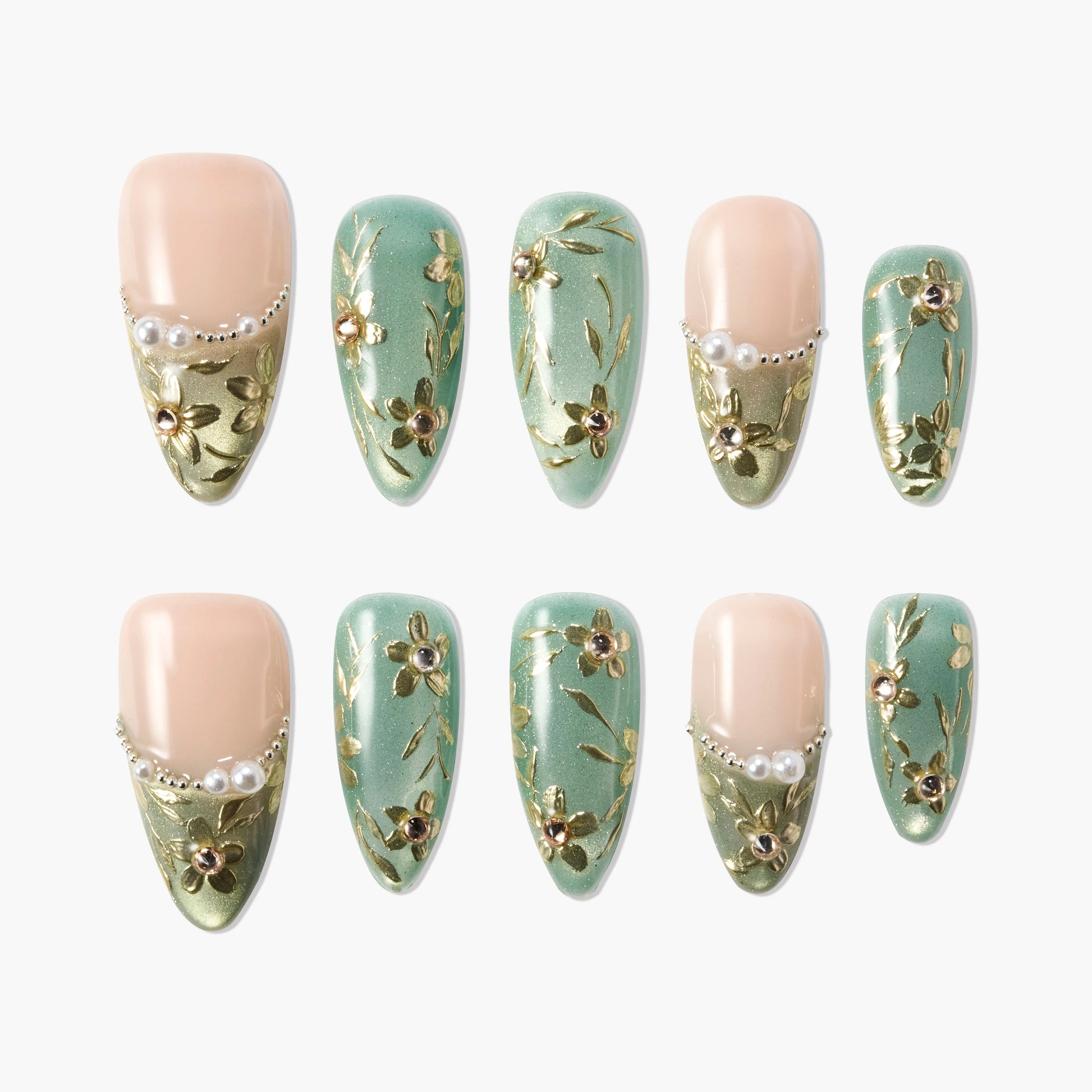 Green Floral Emily’s Nail