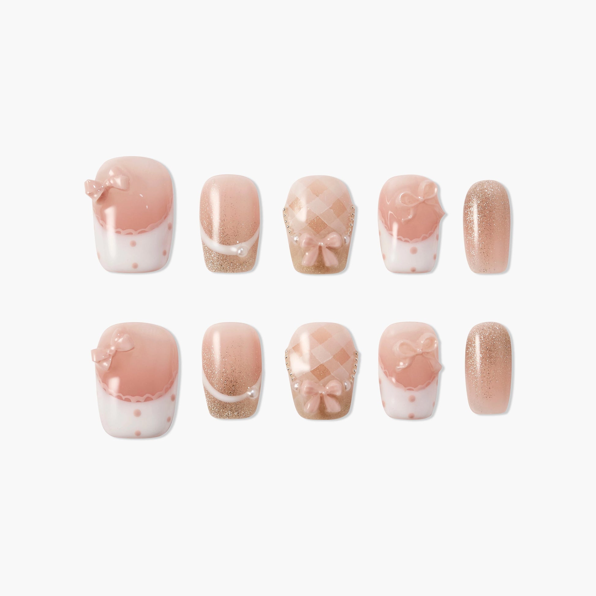 Milk Tea Bow Emily's Nail