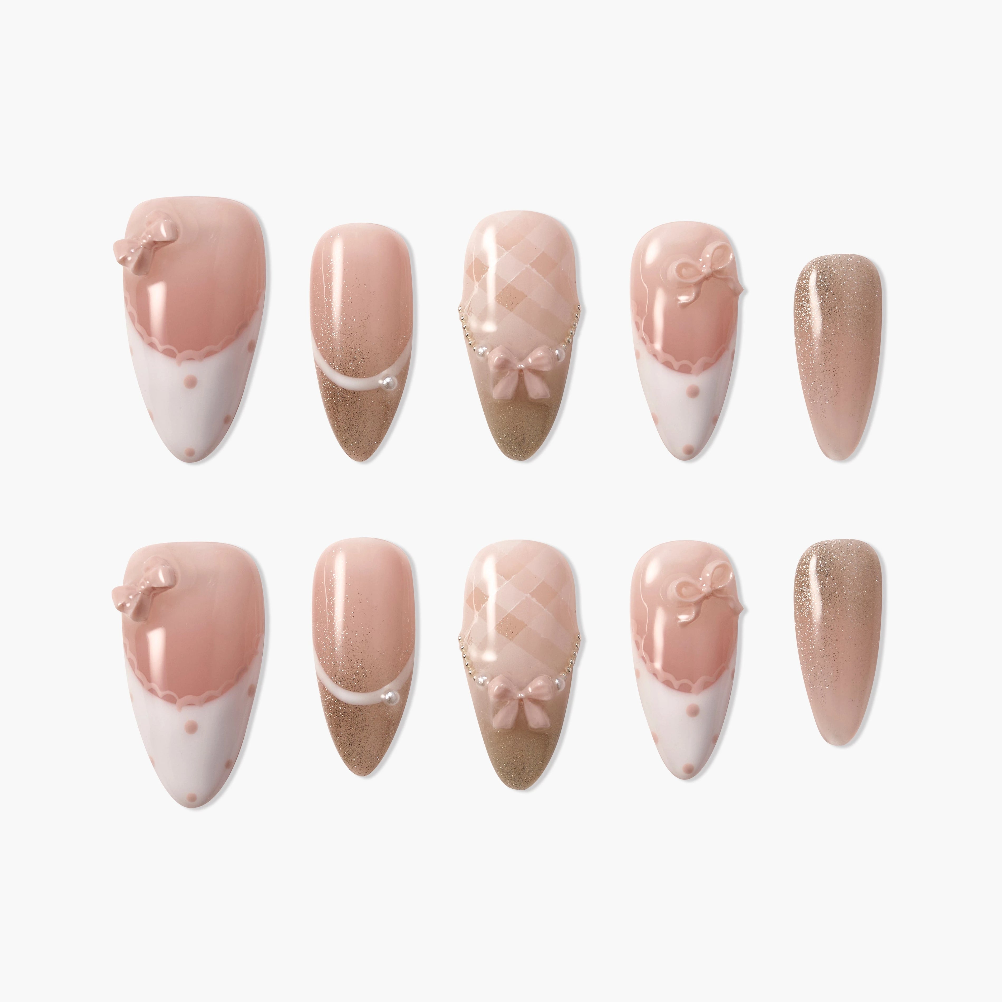 Milk Tea Bow (Almond) Emily's Nail