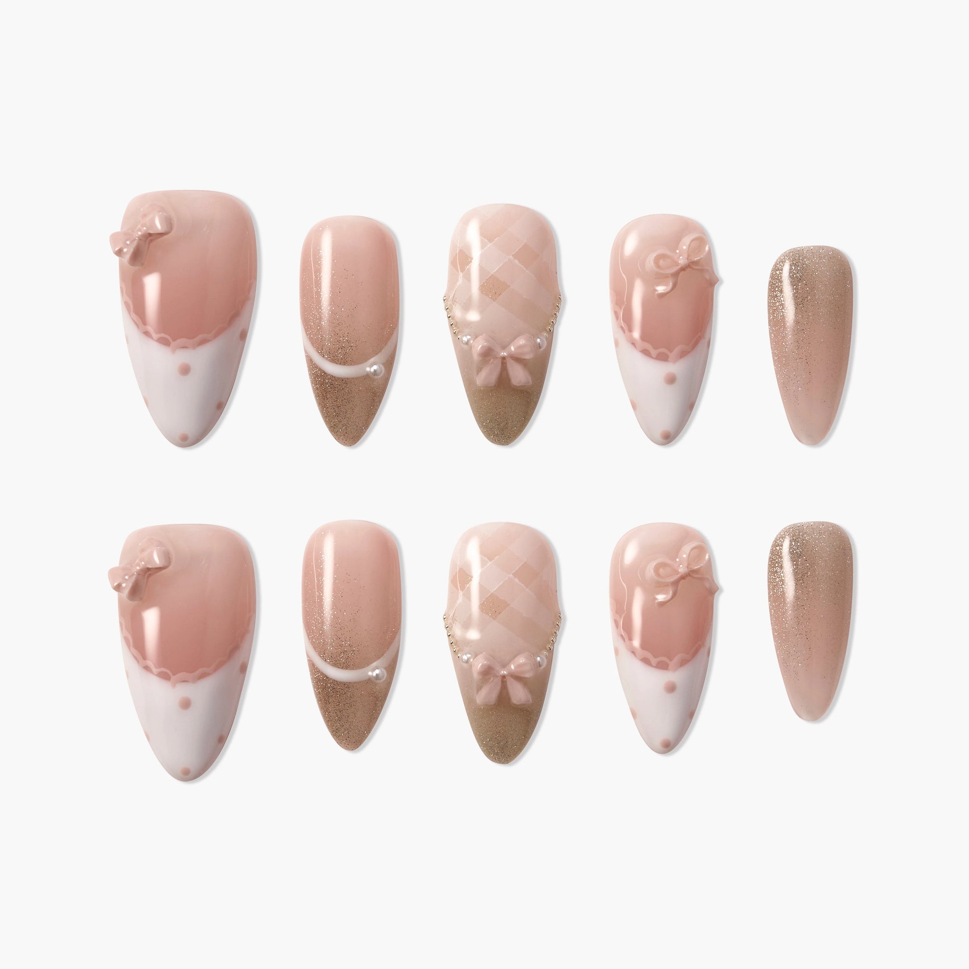 Milk Tea Bow (Almond) Emily's Nail