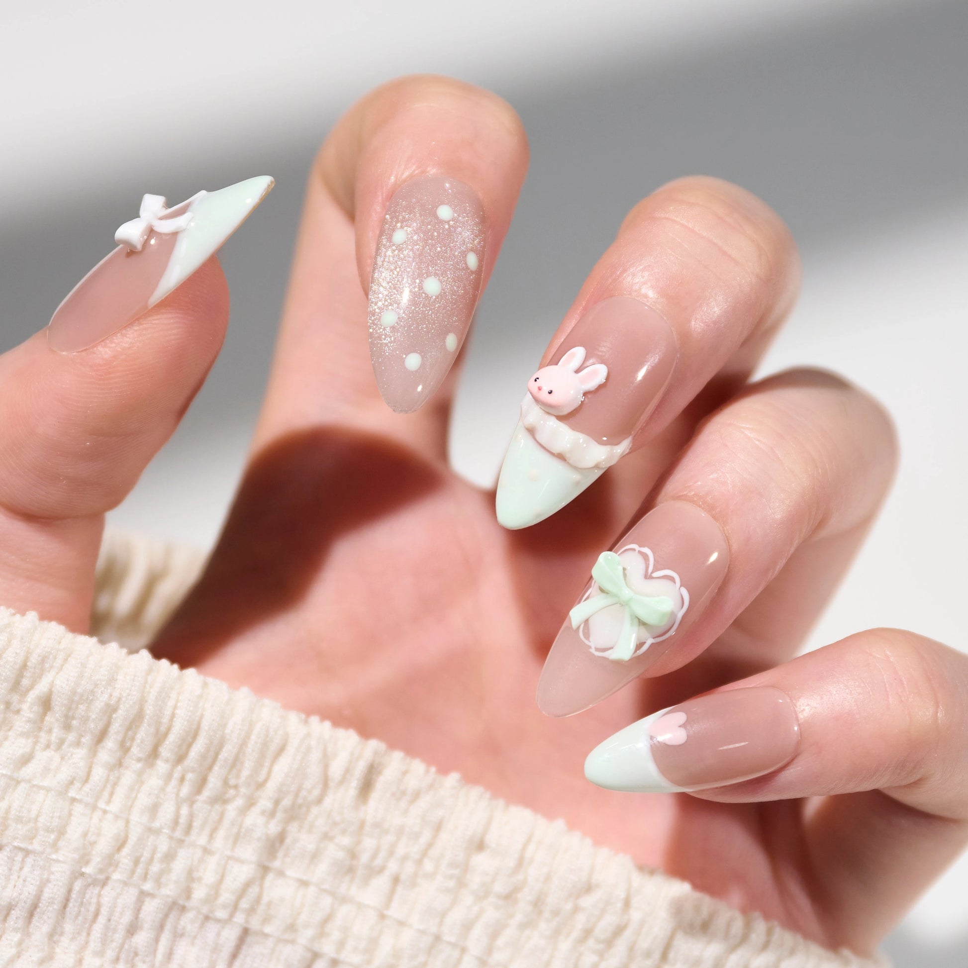 Mint Bunny Ribbon Emily's Nail
