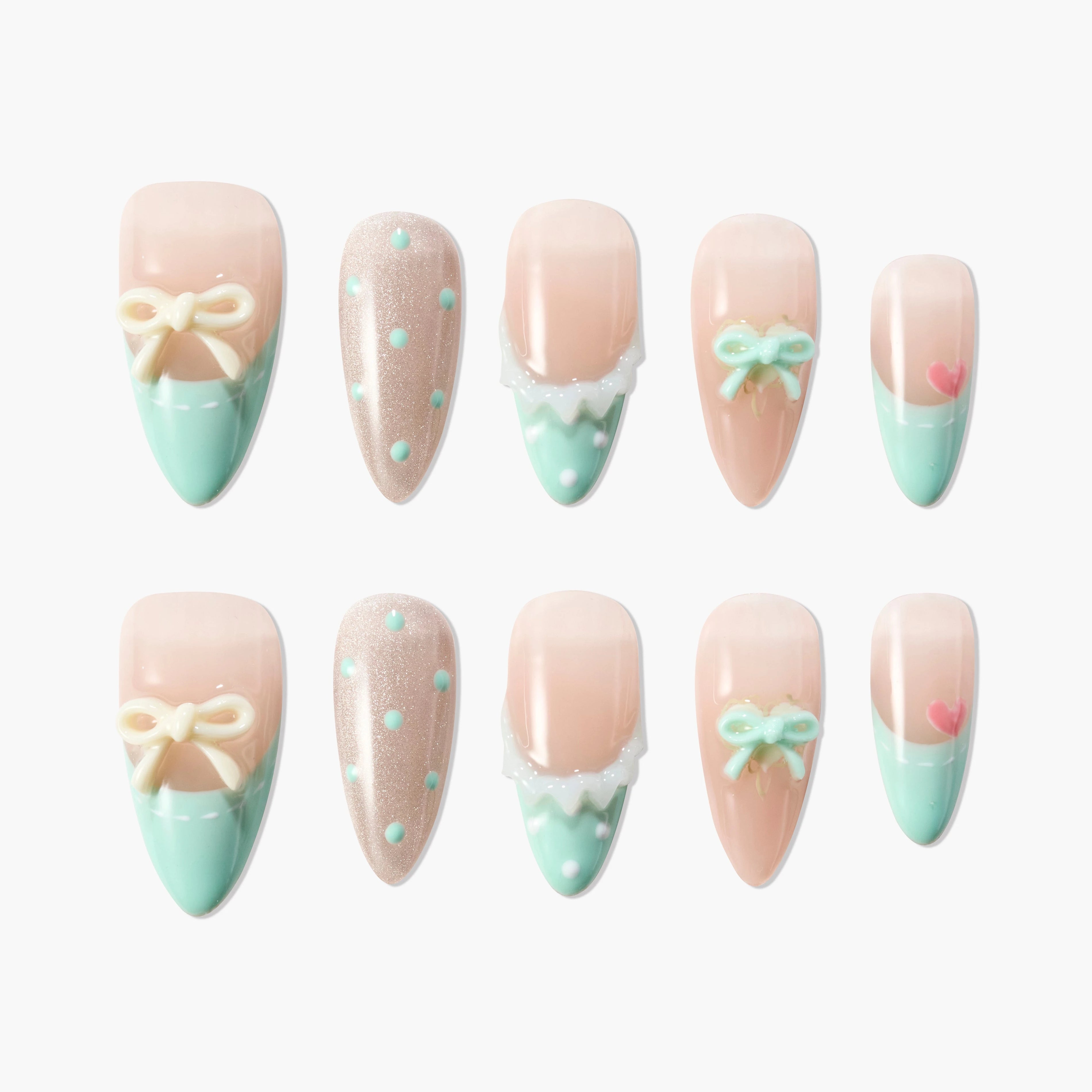 Minty Bow Charm Emily’s Nail