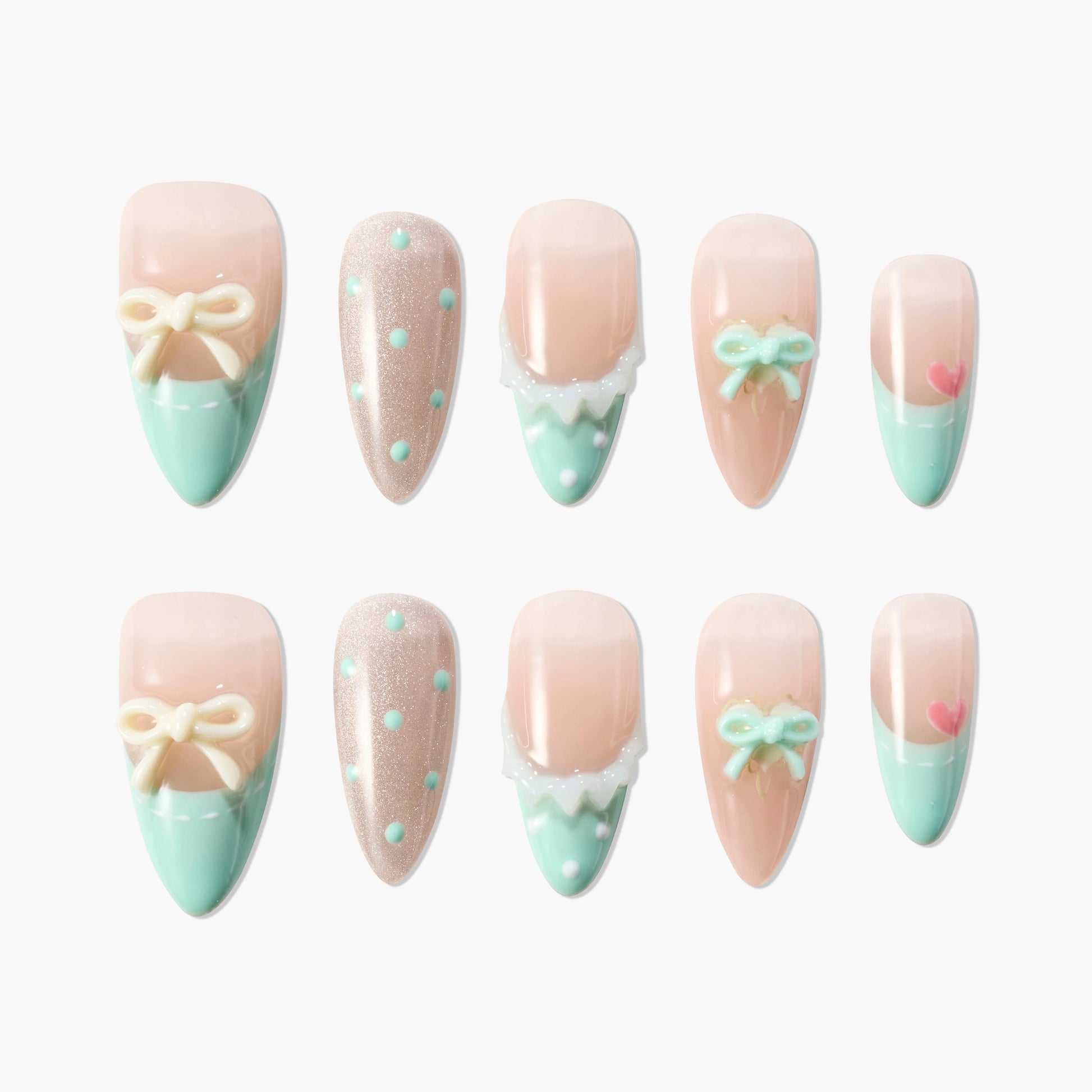 Minty Bow Charm Emily’s Nail