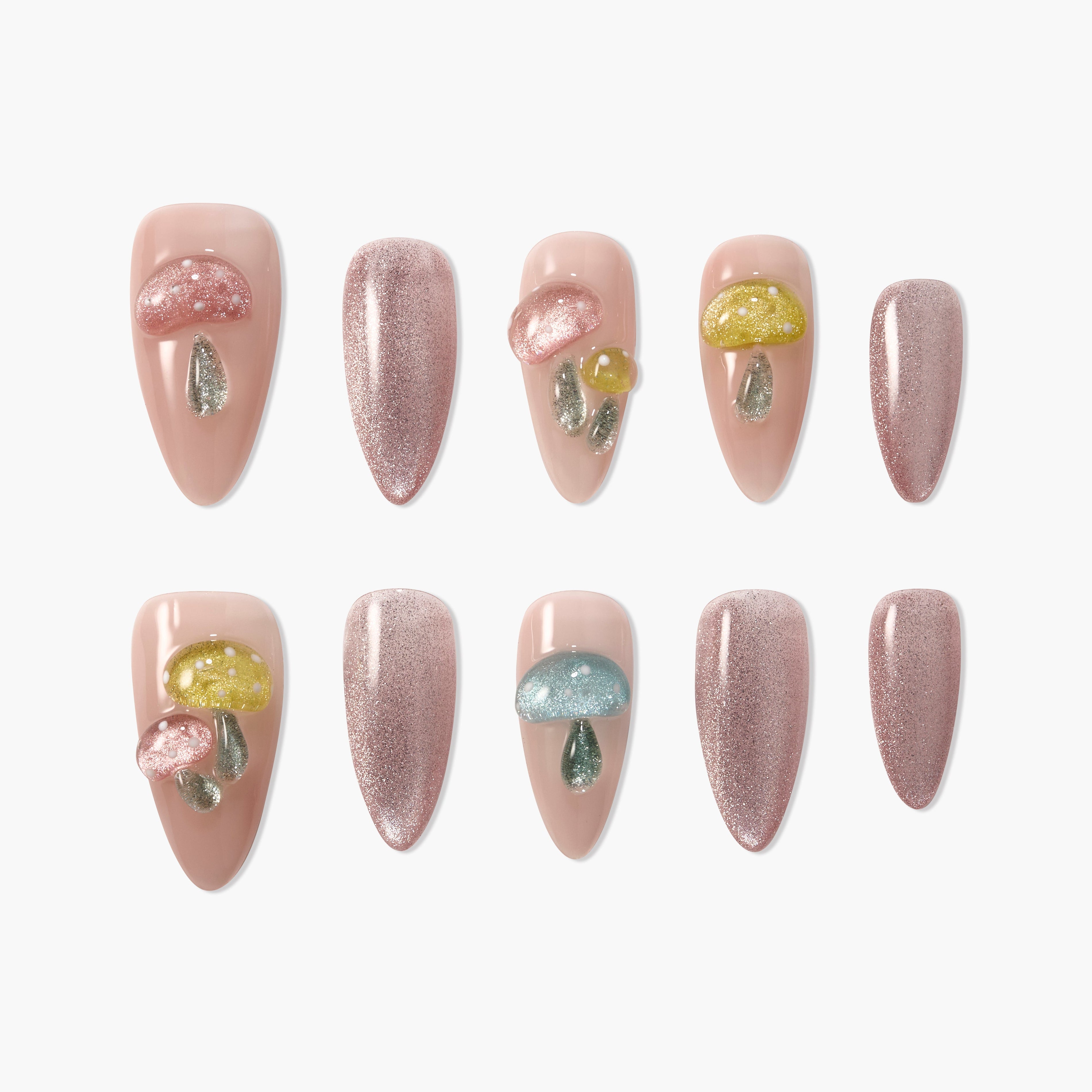 Mushroom Candy Garden (Almond) Emily's Nail