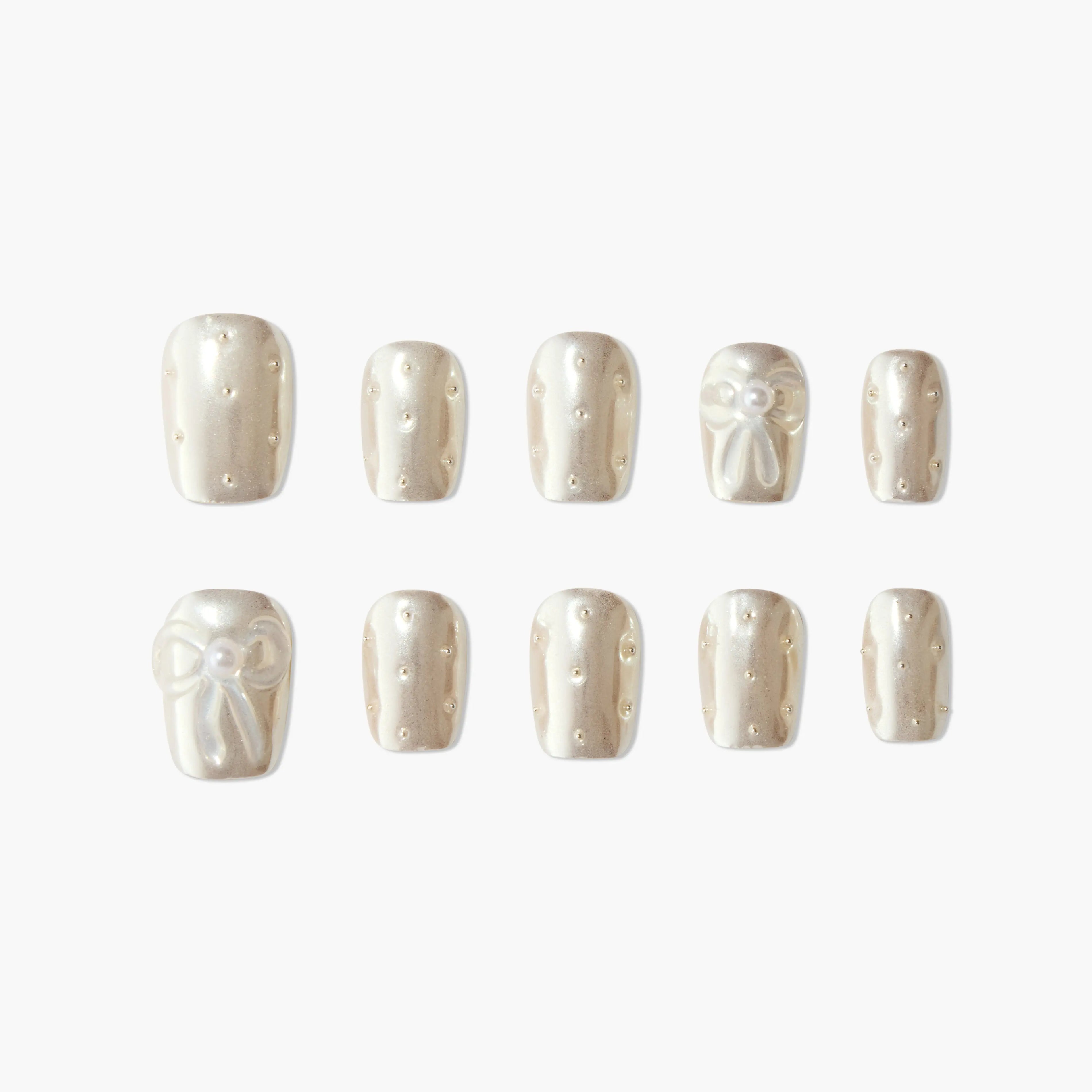 Pearl Satin Bow Emily's Nail