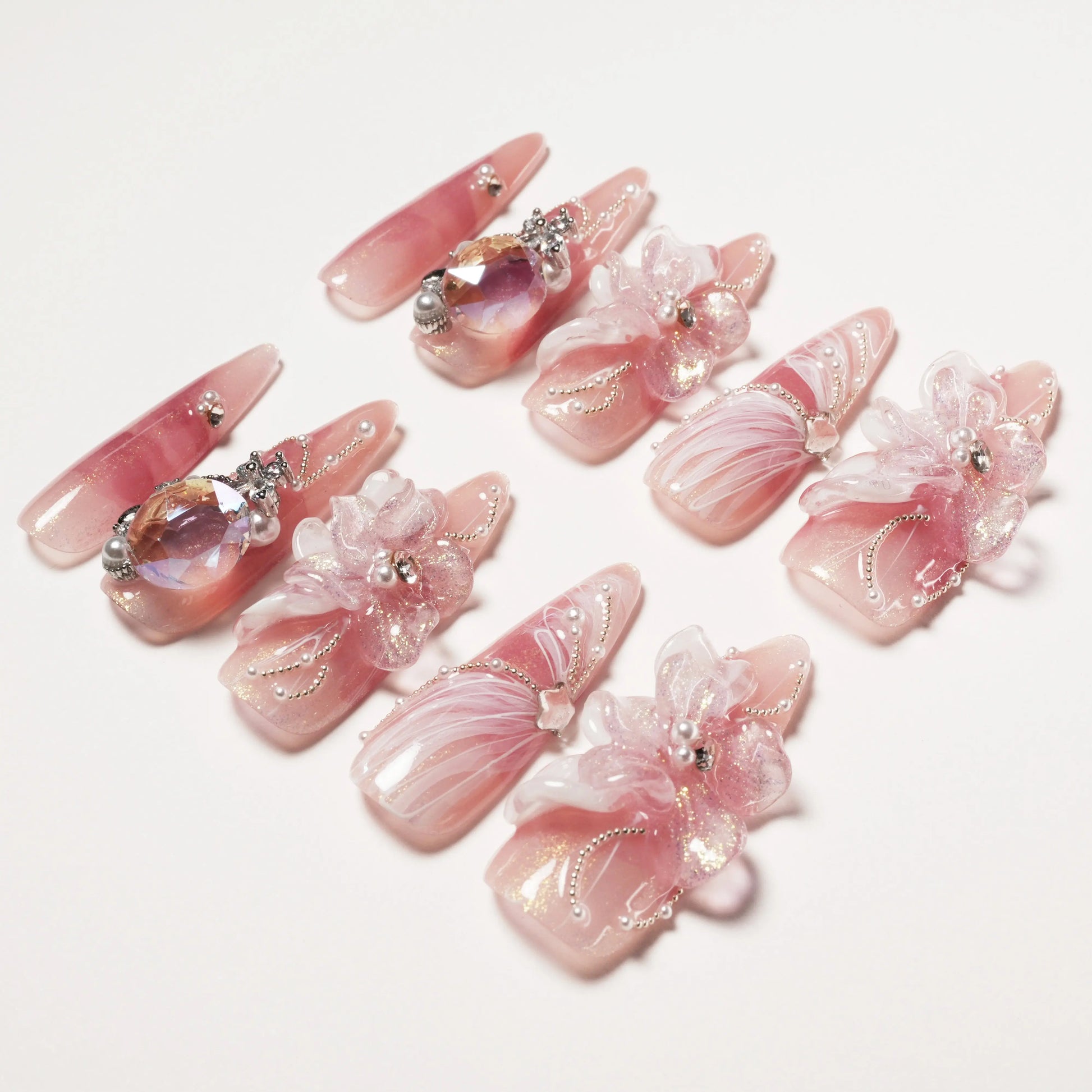 Pink Crystal Blossom Emily’s Nail
