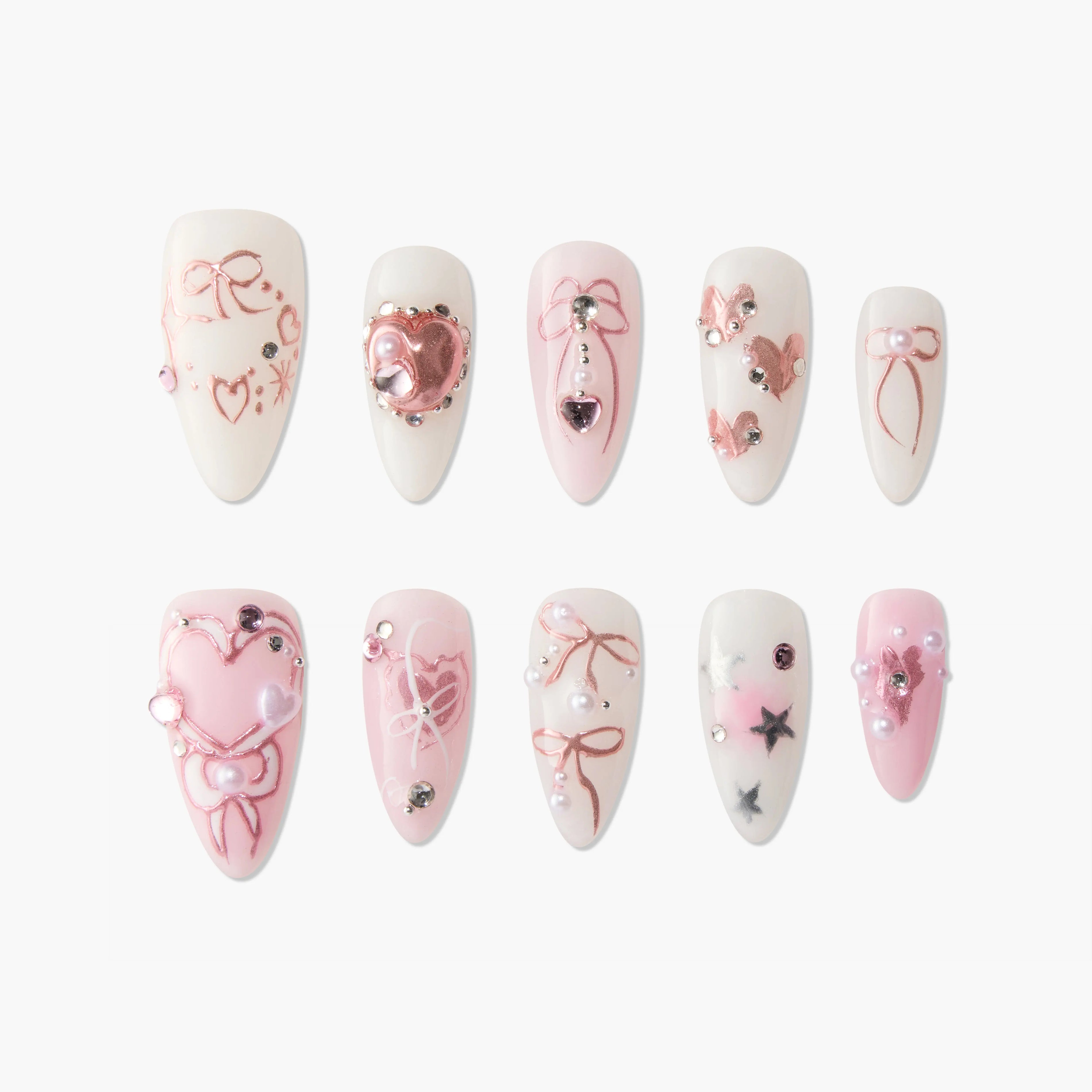 Pink Heart Bow Emily's Nail