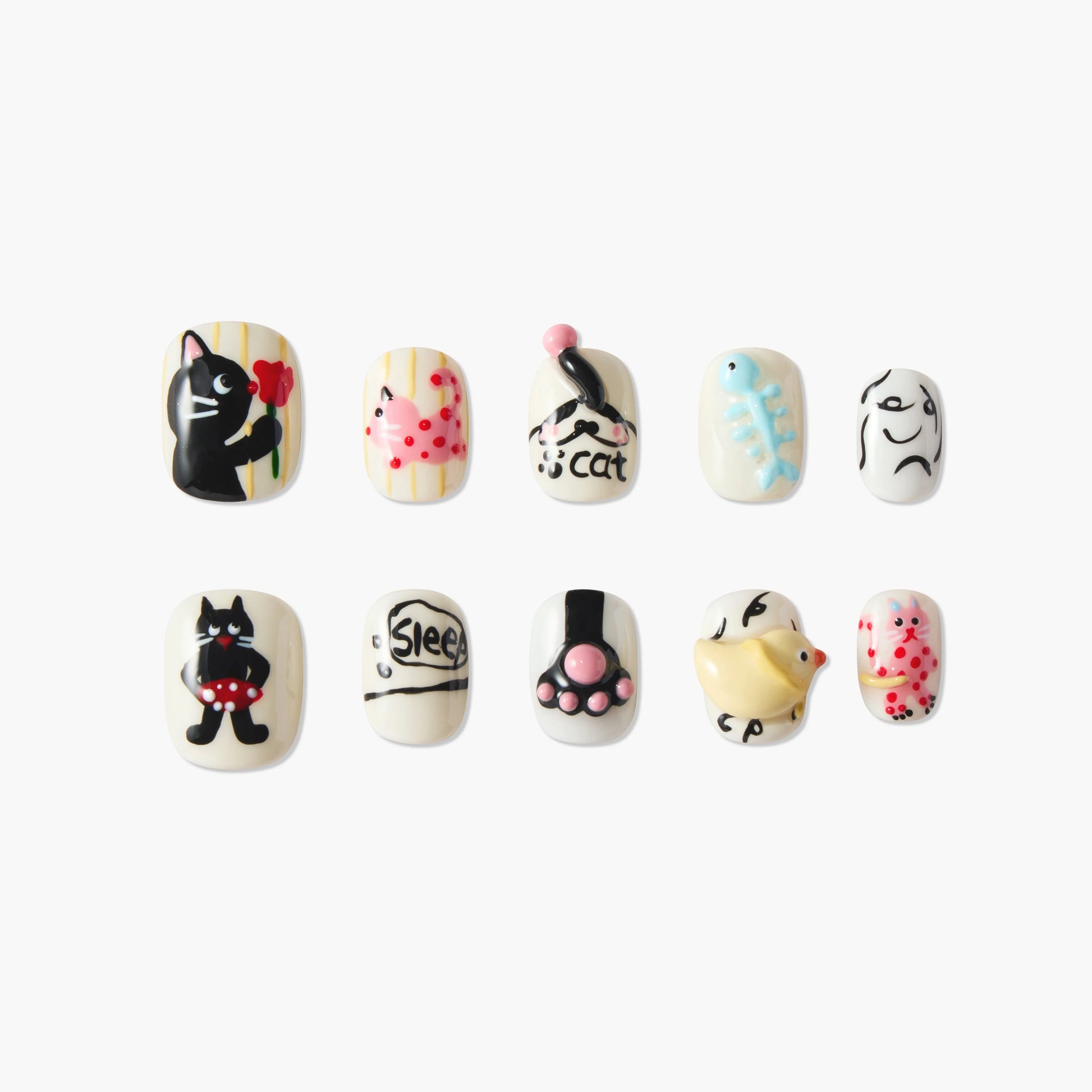 Playful Cat Art Nails Emily's Nail