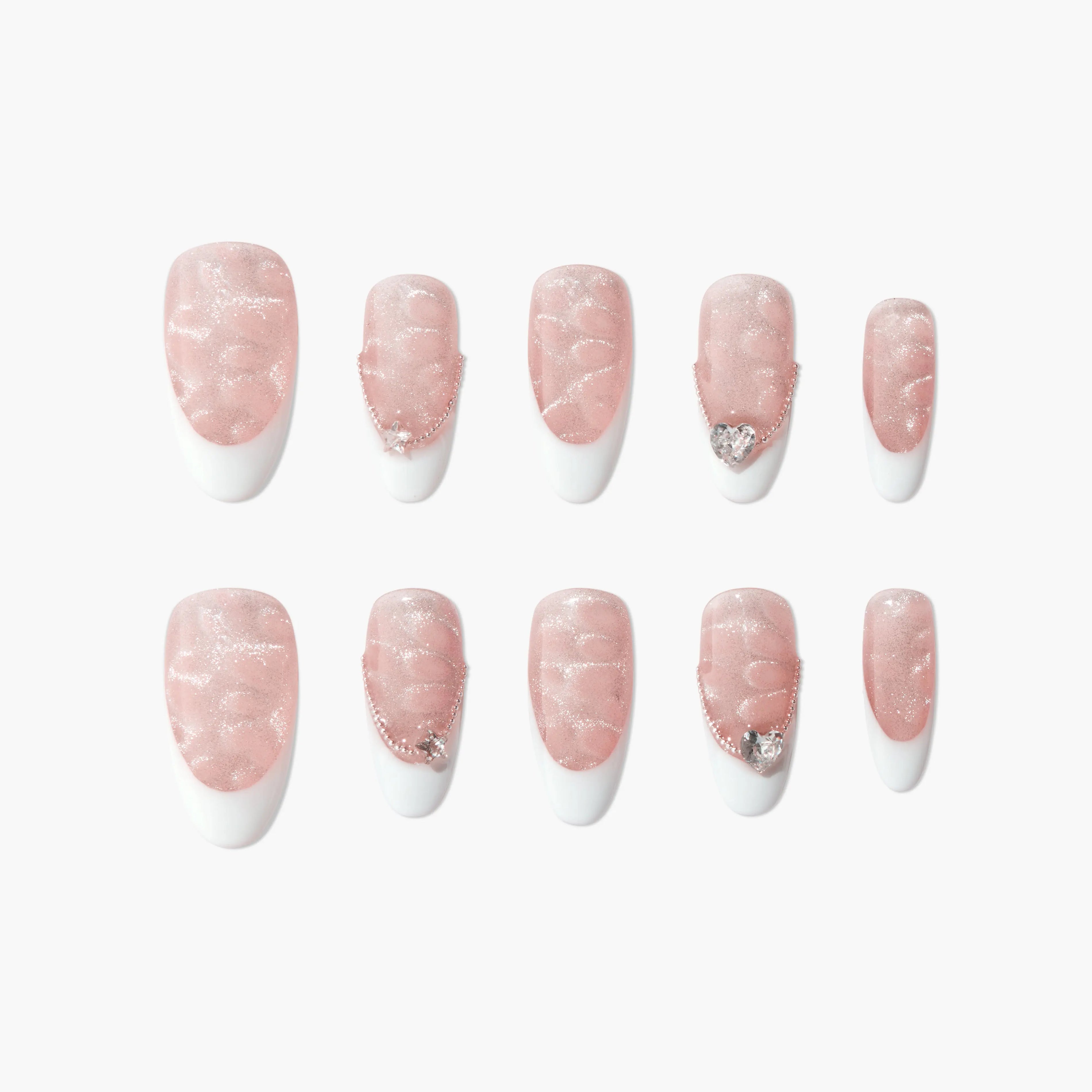 Romantic French Sparkle (Almond) Emily's Nail