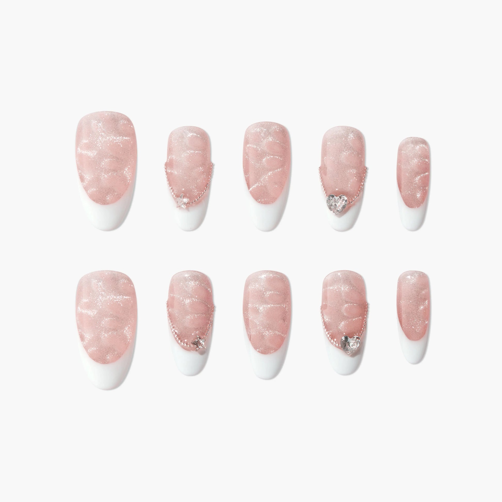 Romantic French Sparkle (Almond) Emily's Nail