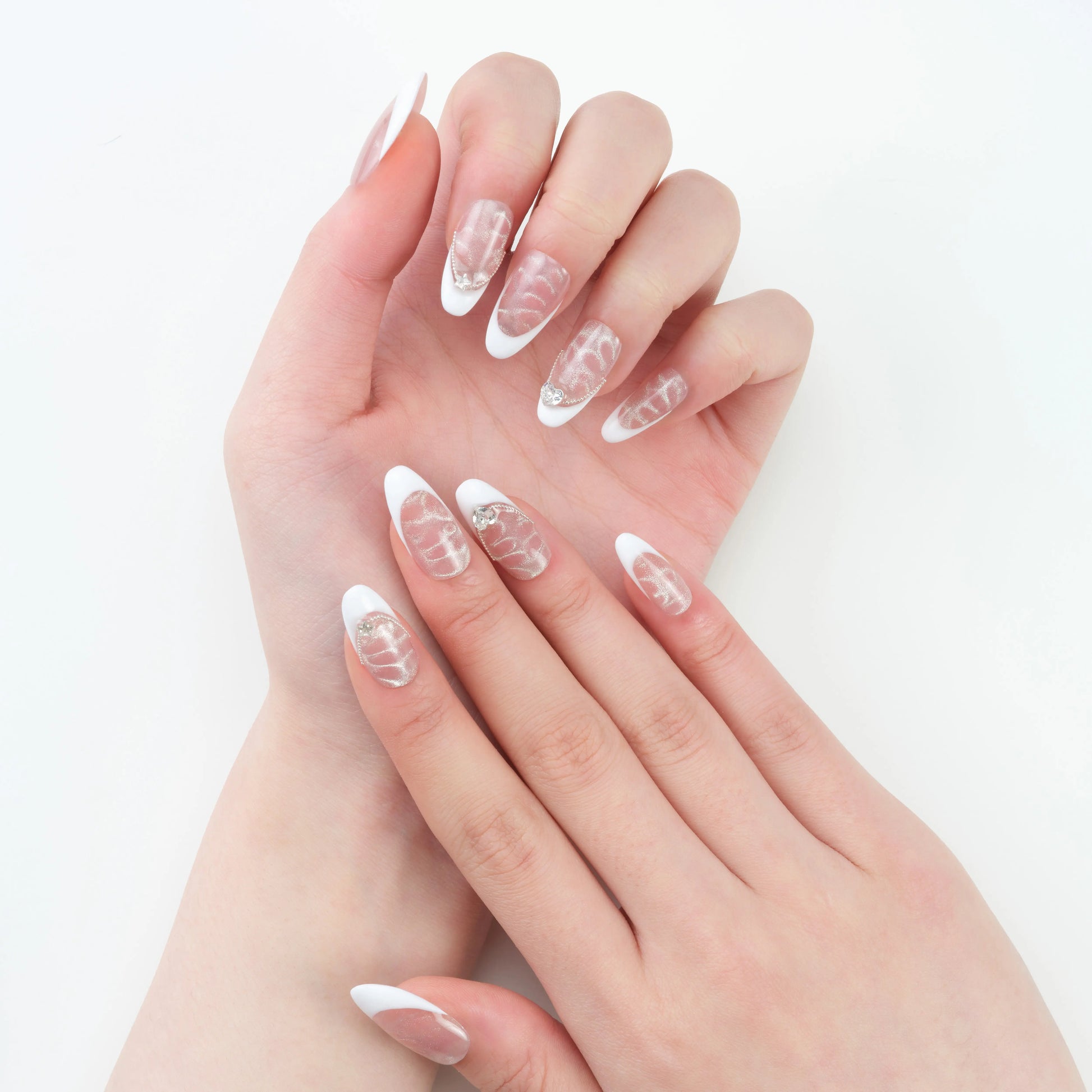 Romantic French Sparkle (Almond) Emily's Nail