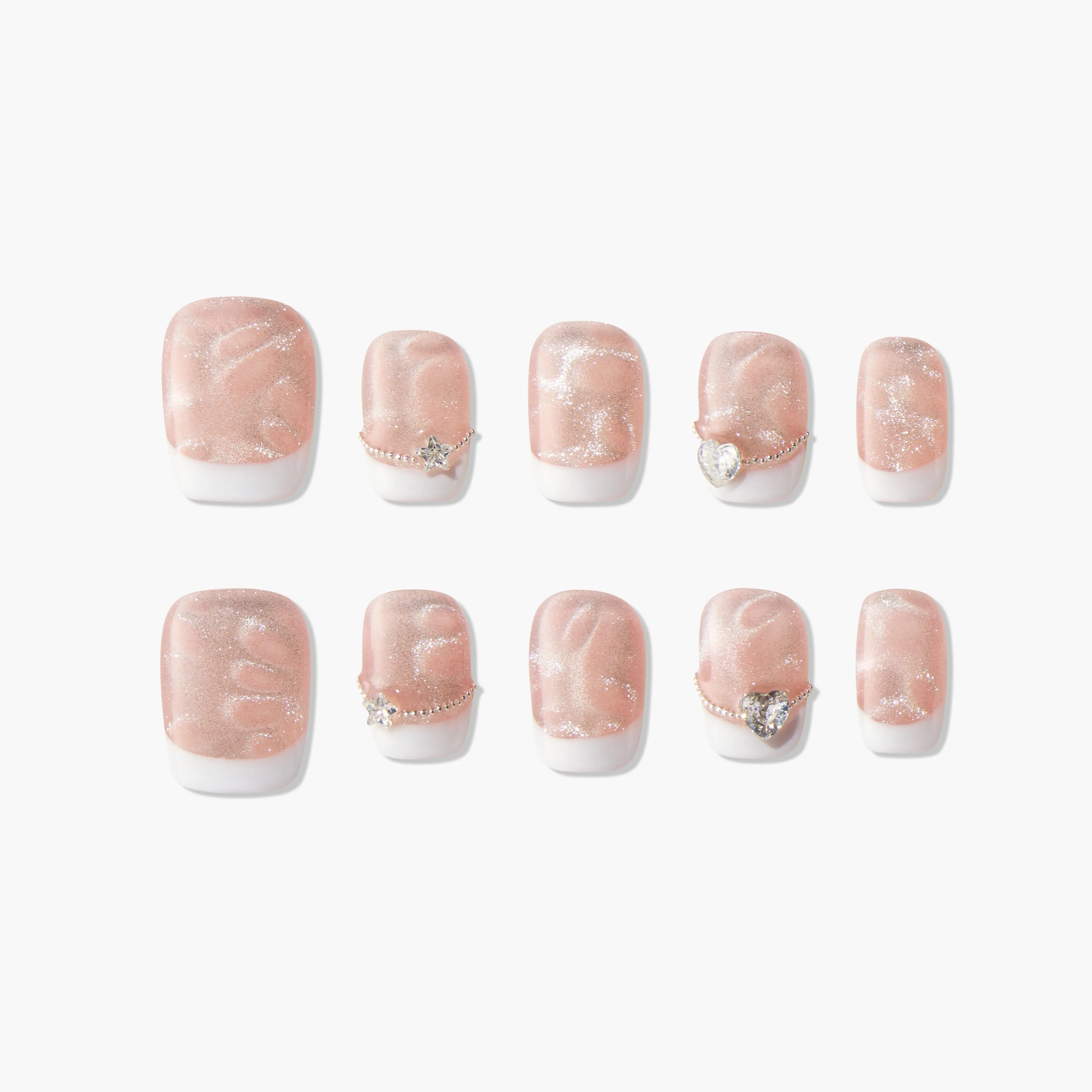 Romantic French Sparkle (Square) Emily’s Nail