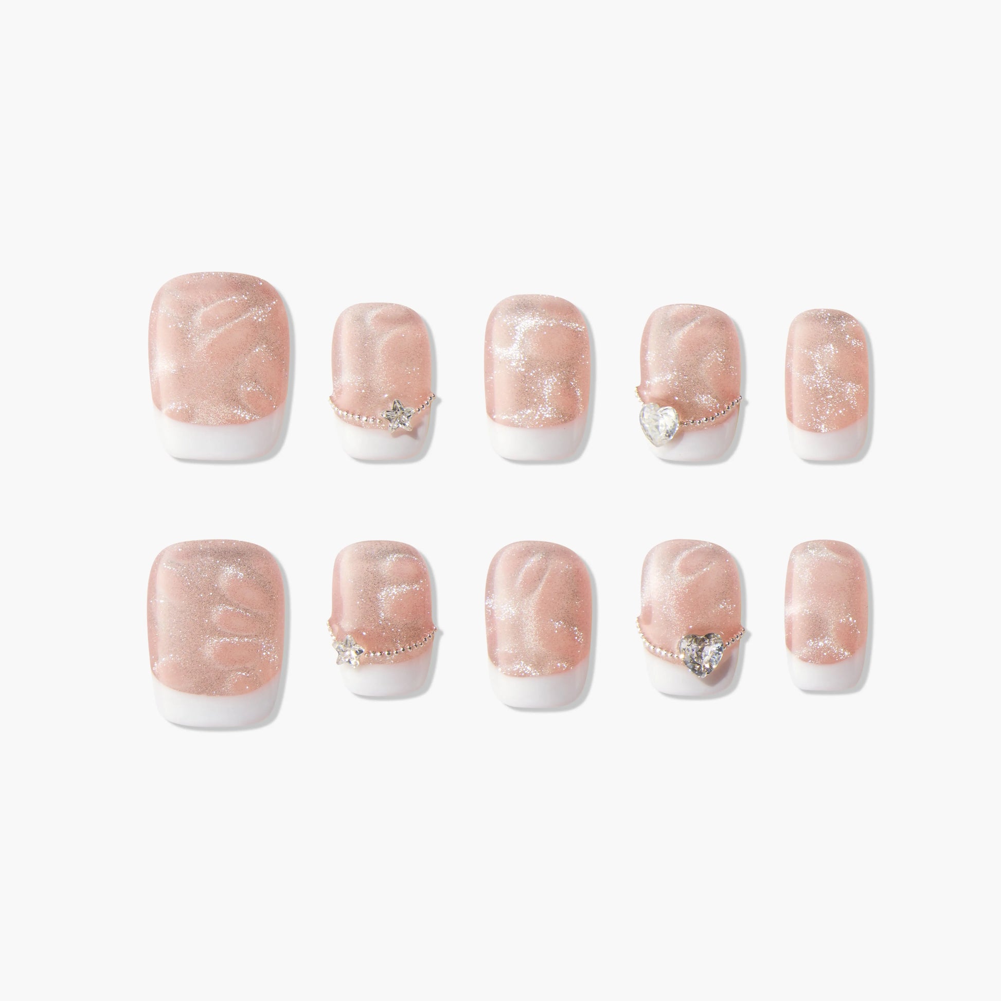 Romantic French Sparkle (Square) Emily’s Nail