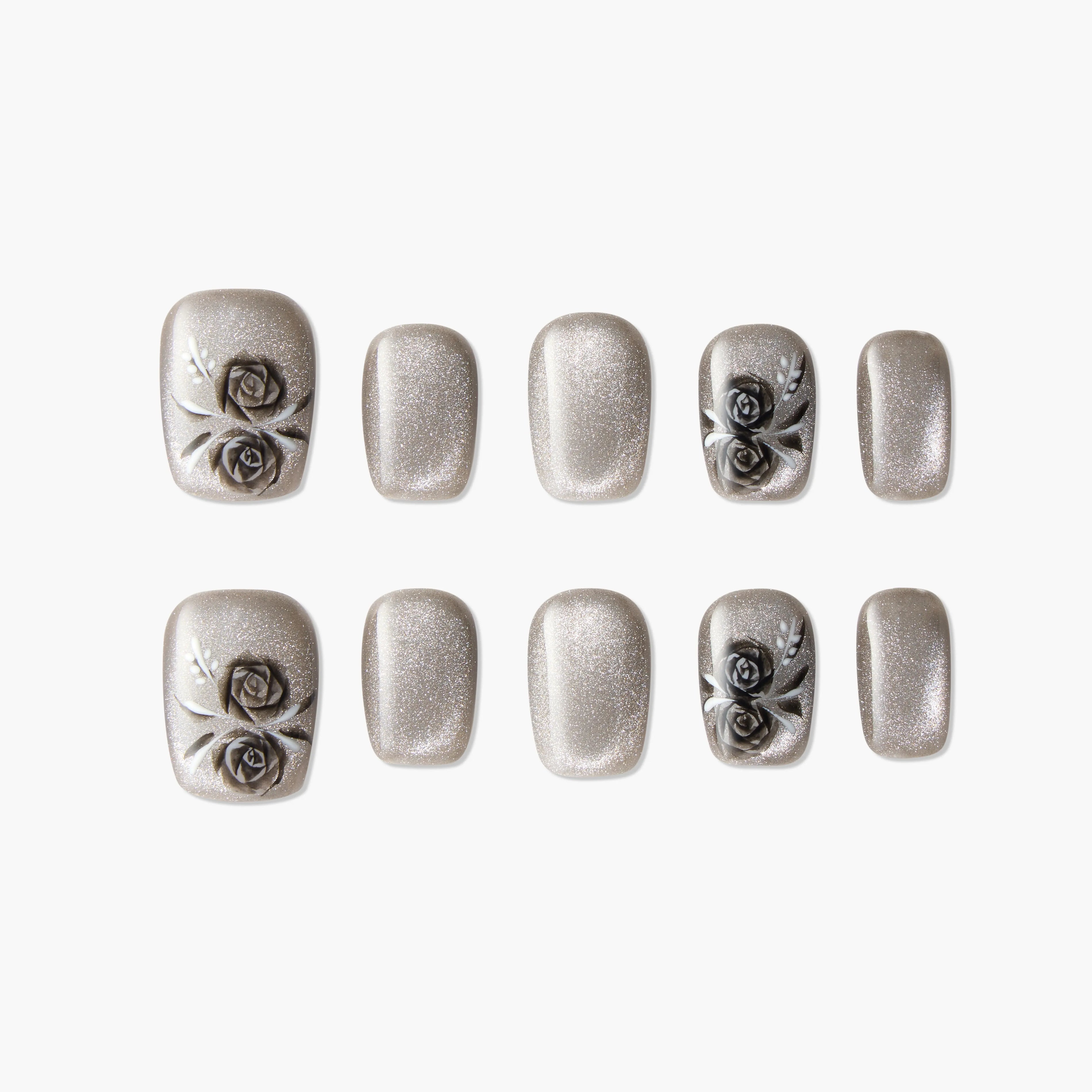 Romantic Gray Rose Emily's Nail