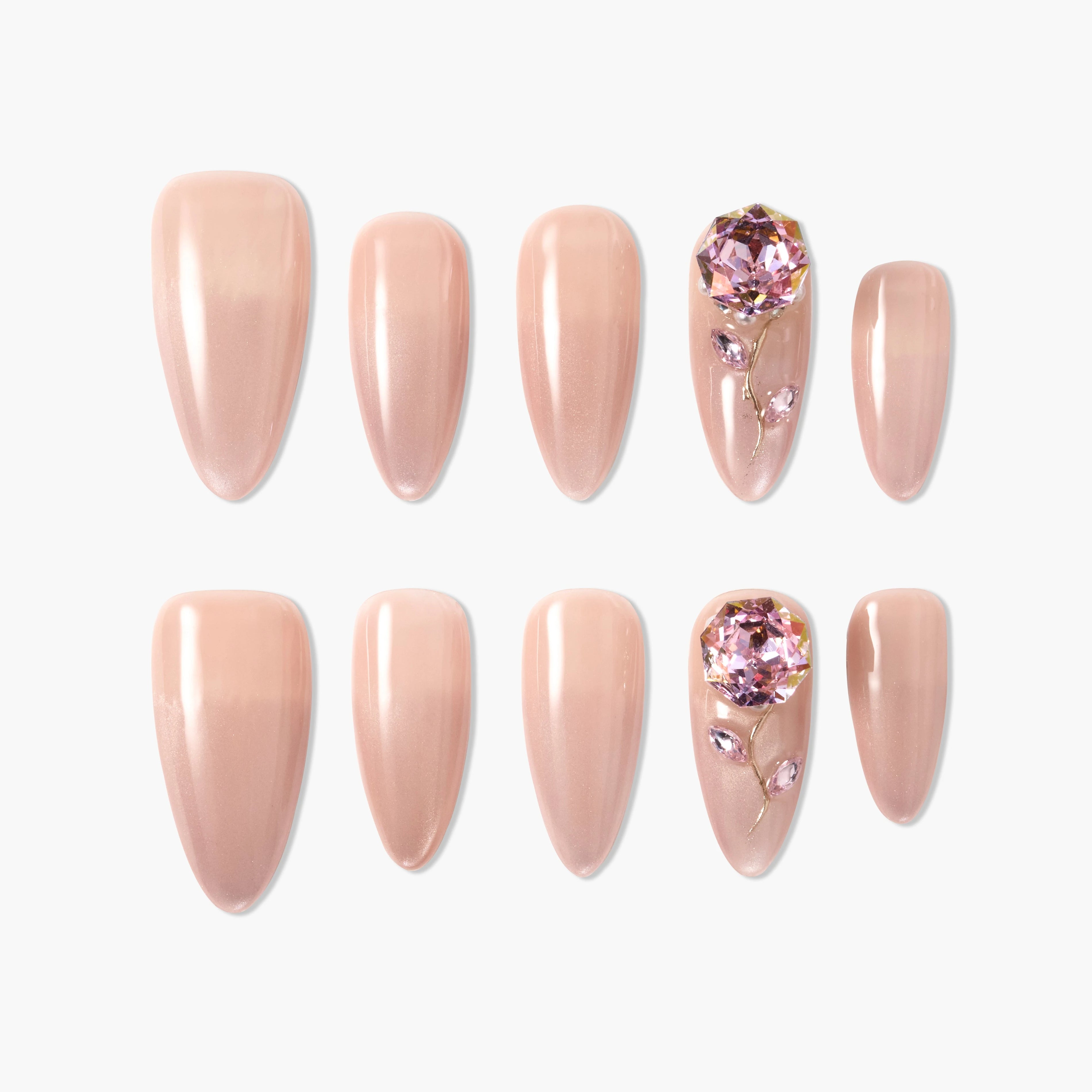 Sparkling Bloom (Almond) Emily’s Nail